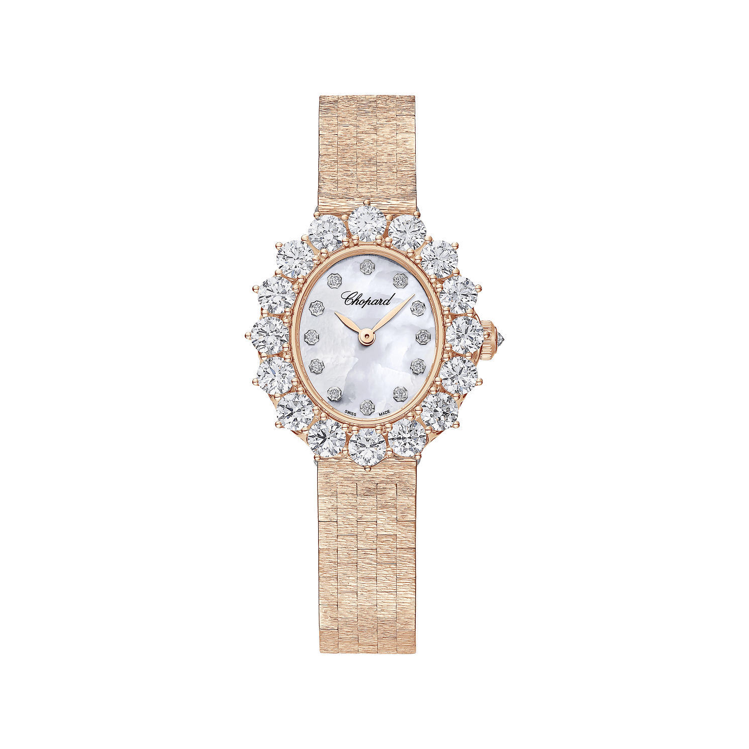 Chopard L'Heure du Diamant 30 x 27 mm Textured Mother-Of-Pearl Dial with Diamonds 18k Rose Gold Bracelet 10A393-5106 - WATCHXNYC