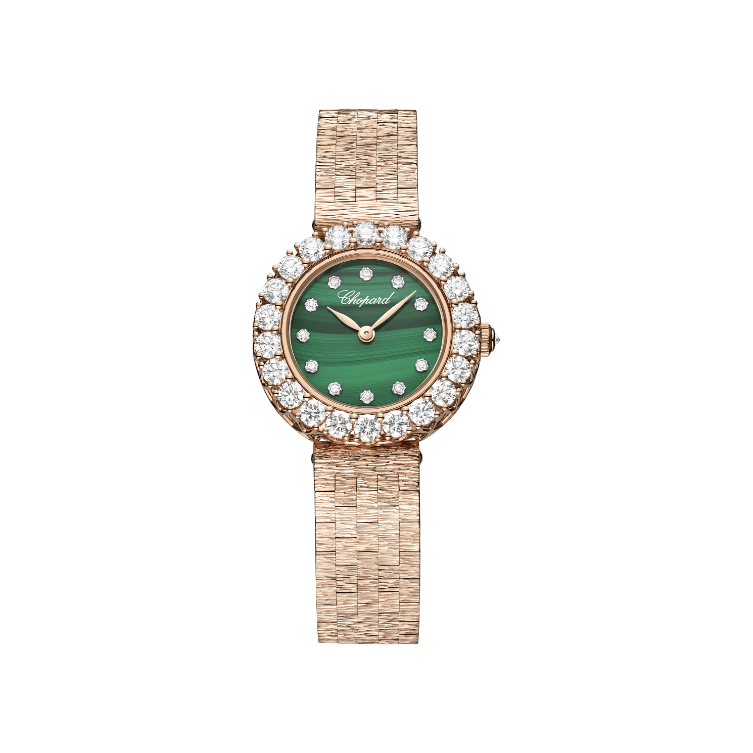 Chopard L'HEURE DU DIAMANT ROUND 26 mm Green Dial with Diamonds 18k Rose Gold Bracelet 10A178-5321 - WATCHXNYC