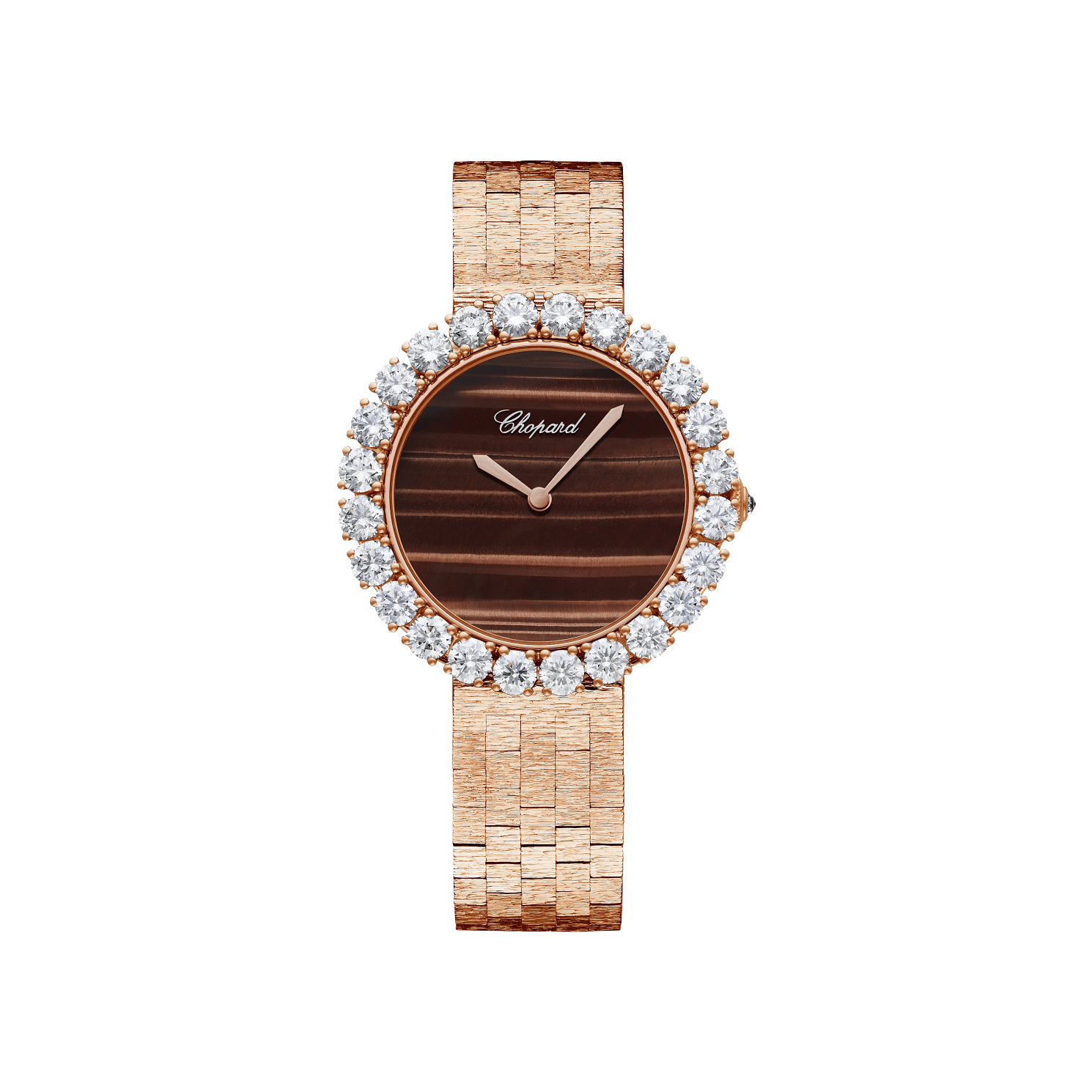 Chopard L'Heure du Diamant Round 35.75 mm Brown Dial with Diamonds 18k Rose Gold Bracelet 10A419-5623 - WATCHXNYC