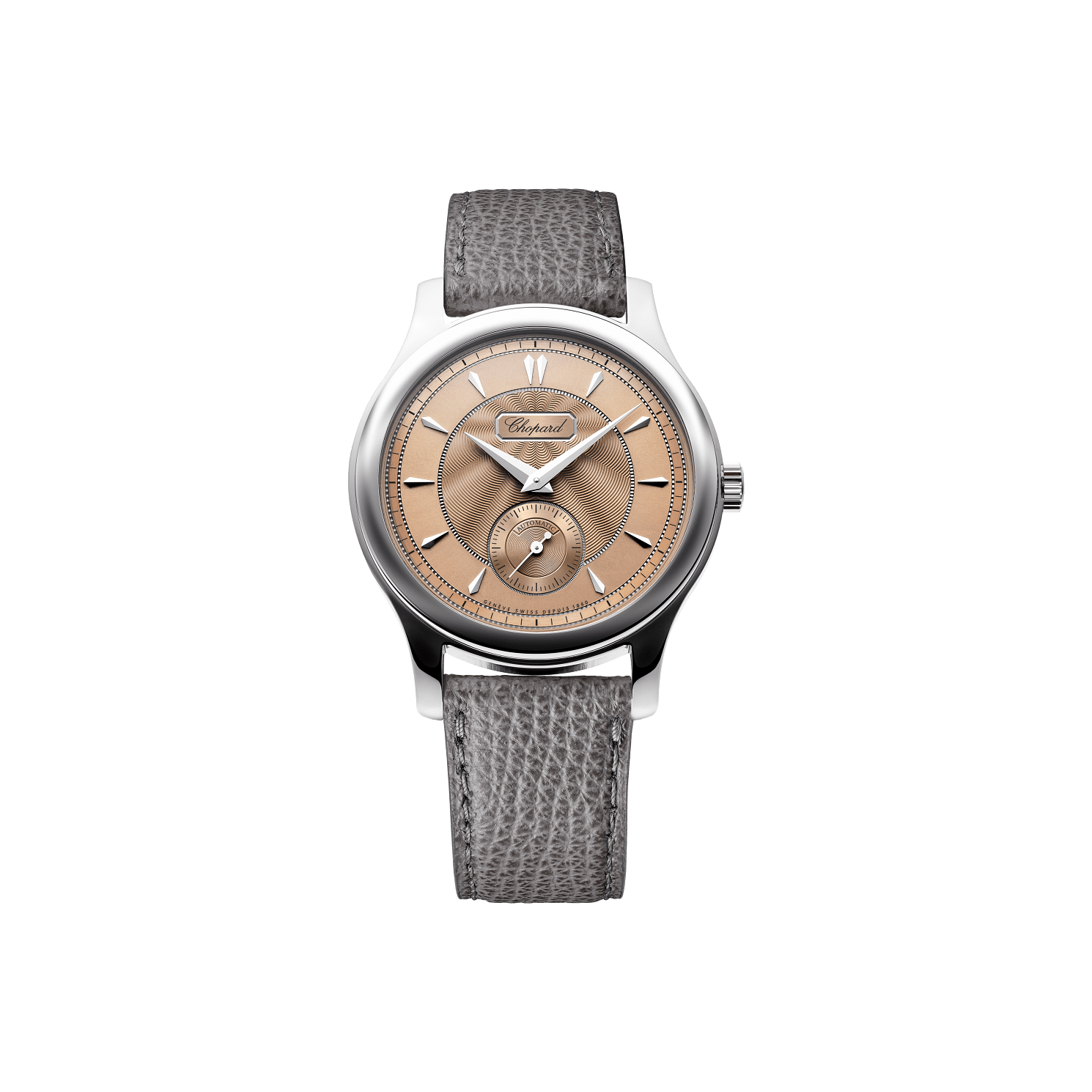 Chopard L.U.C 1860 36.5 mm Golden Dial Stainless Steel   Leather Strap 168860-3003 - WATCHXNYC