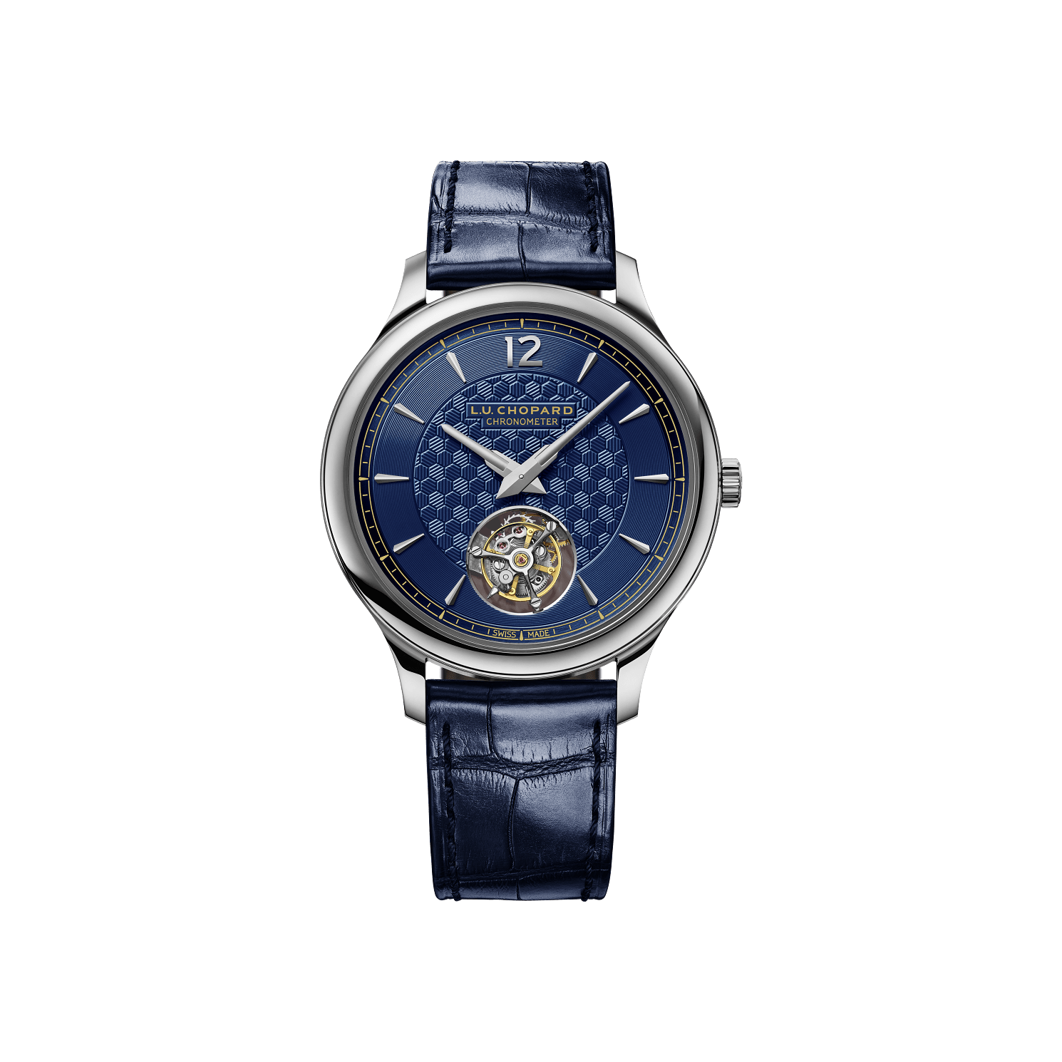 Chopard L.U.C Flying T Twin 40 mm Blue Dial 18K White Gold   Leather Strap 161978-1001 - WATCHXNYC