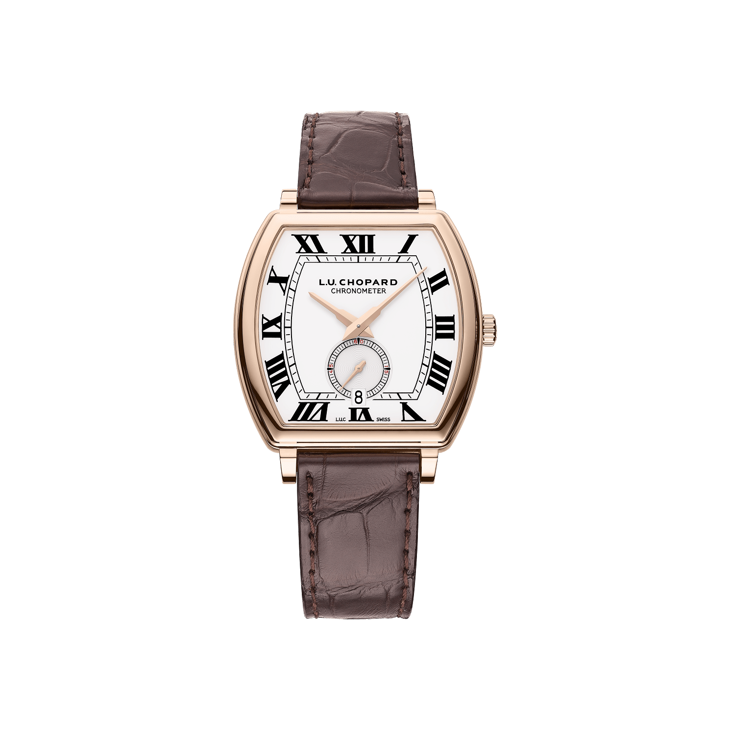 Chopard L.U.C Heritage Grand Cru 38.8 x 38.5 mm white Dial 18k Rose Gold   Leather Strap 162296-5001 - WATCHXNYC