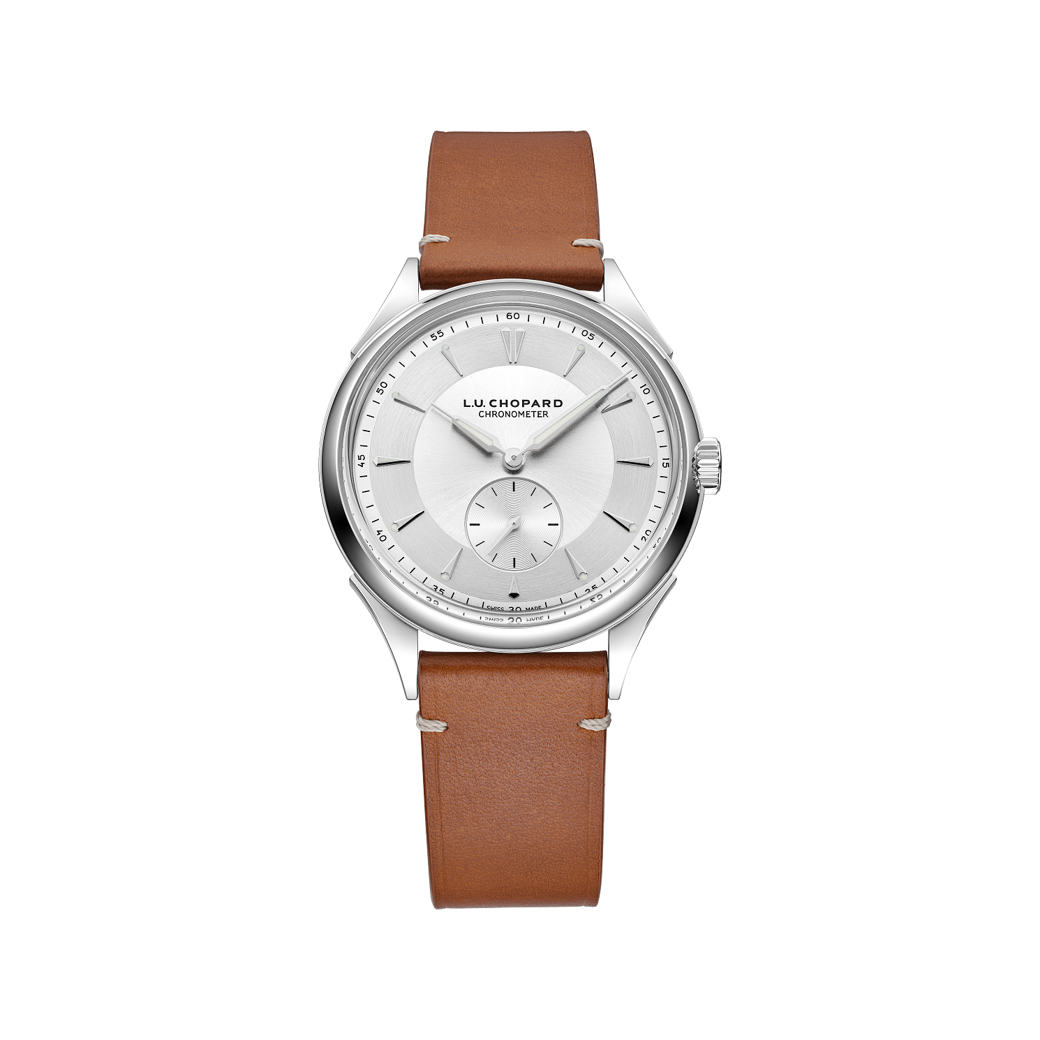 Chopard L.U.C QUALITÉ FLEURIER 39 mm Silver Dial Stainless Steel   Leather Strap 168631-3001 - WATCHXNYC
