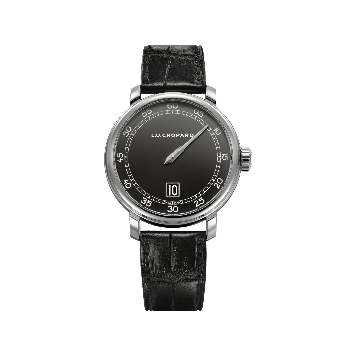 Chopard L.U.C Quattro Spirit 25 40 mm Black Dial 18K White Gold   Leather Strap 161977-1001 - WATCHXNYC