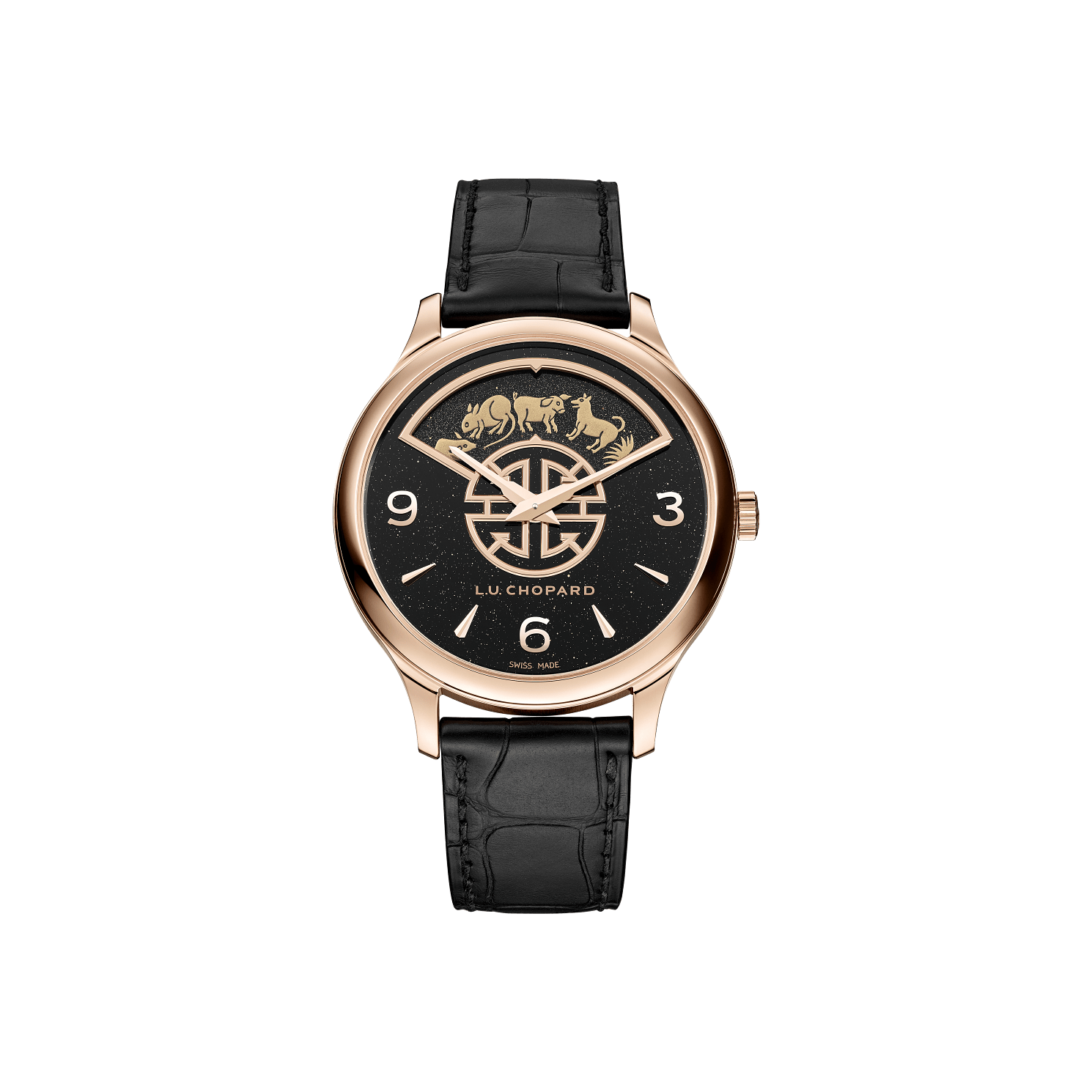 Chopard L.U.C XP Urushi Spirit of Shí Chen 40 mm Black Dial 18k Rose Gold   Leather Strap 161980-5001 - WATCHXNYC