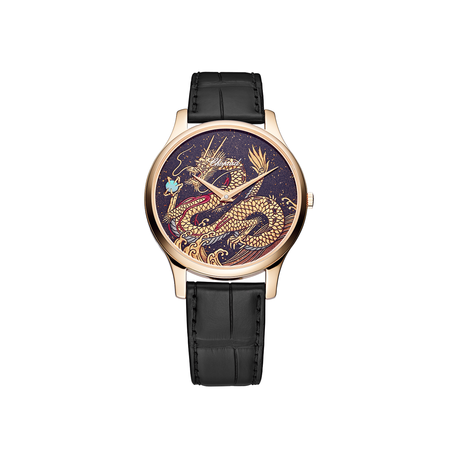 Chopard L.U.C XP Urushi Year of the Dragon 39.5 mm Purple Dial 18k Rose Gold   Leather Strap 161902-5079 - WATCHXNYC