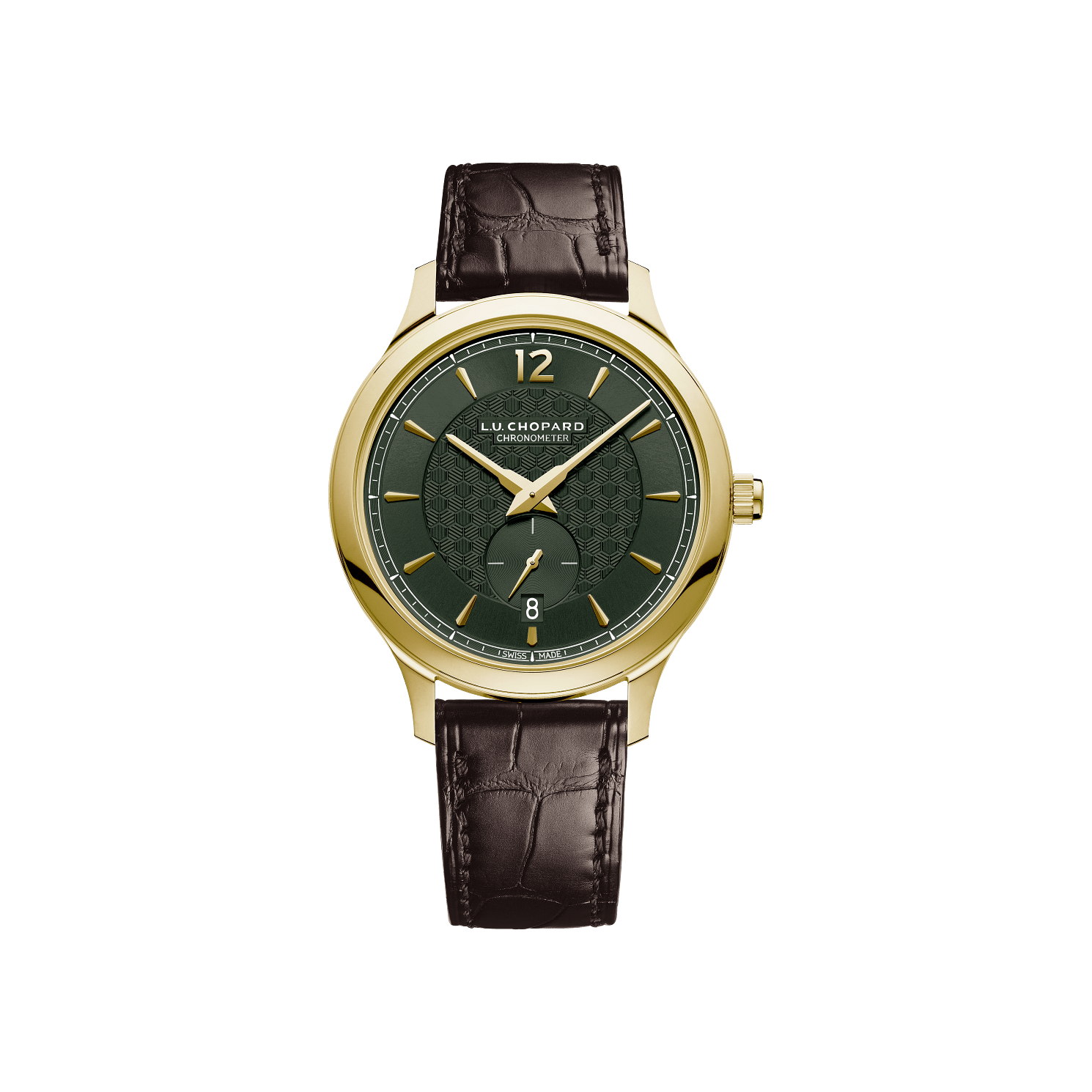 Chopard L.U.C XPS 1860 Officer 40 mm Green Dial 18k Yellow Gold   Leather Strap 161242-0001 - WATCHXNYC