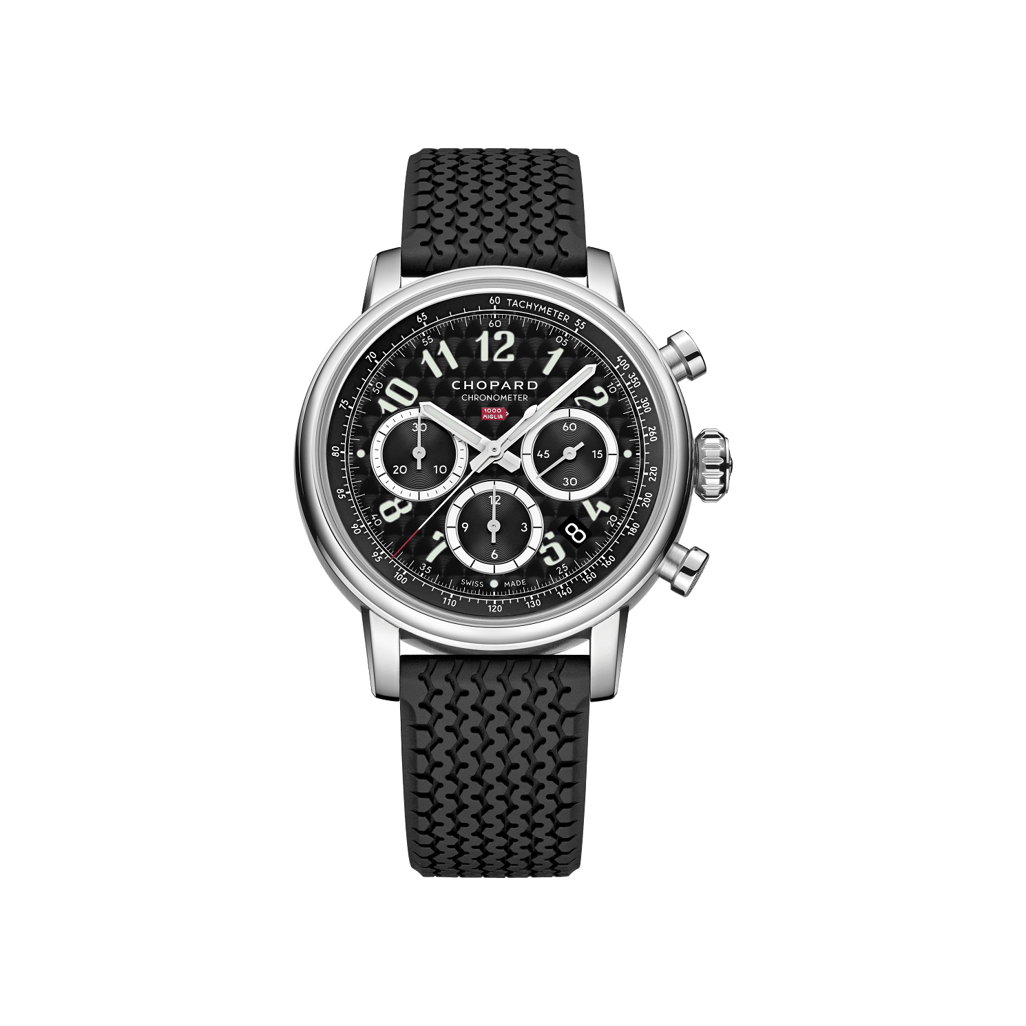 Chopard Mille Miglia Classic Chronograph 40.5 mm Black Dial Stainless Steel Rubber Strap 168619-3001 - WATCHXNYC