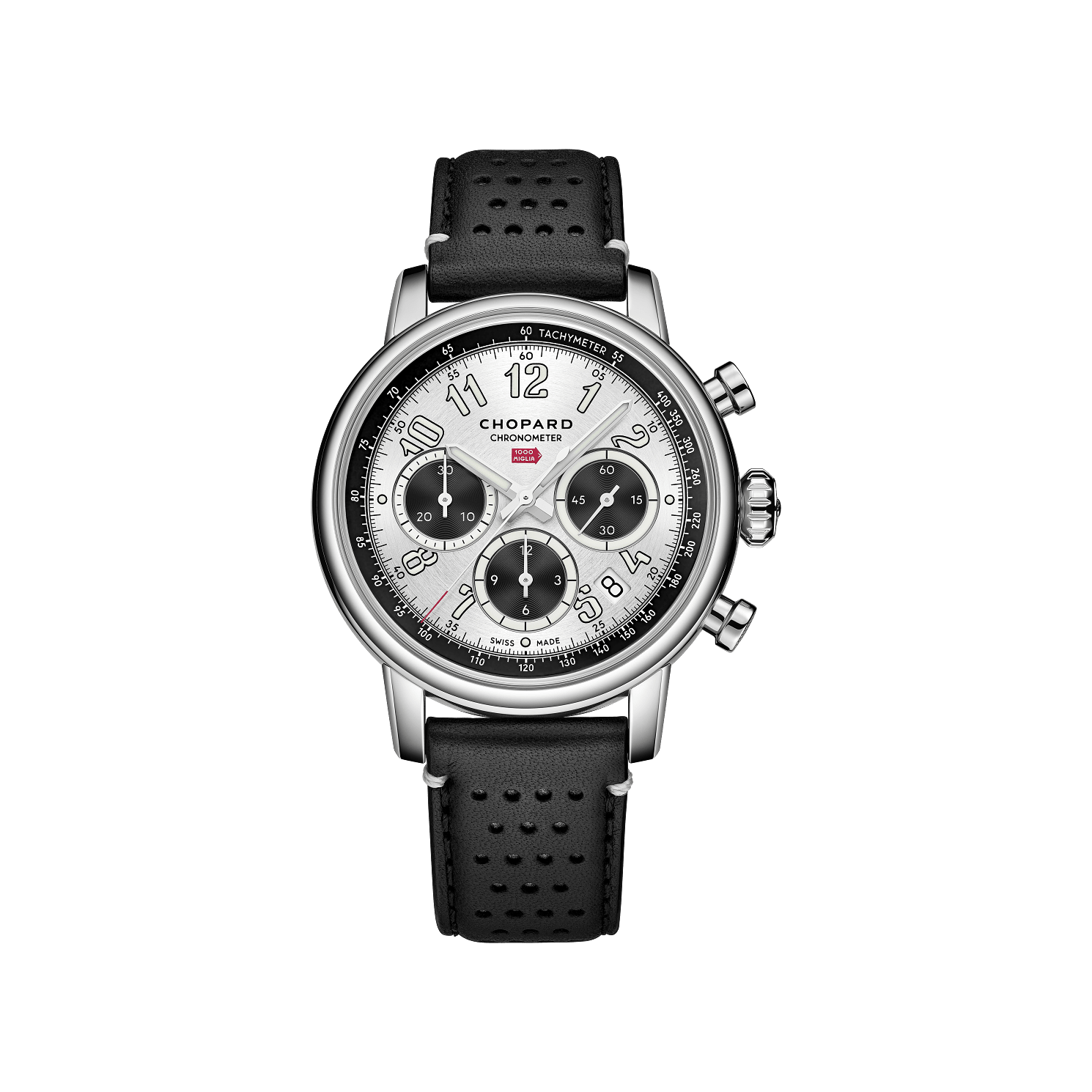 Chopard Mille Miglia Classic Chronograph 40.5 mm Silver Dial Stainless Steel   Leather Strap 168619-3005 - WATCHXNYC