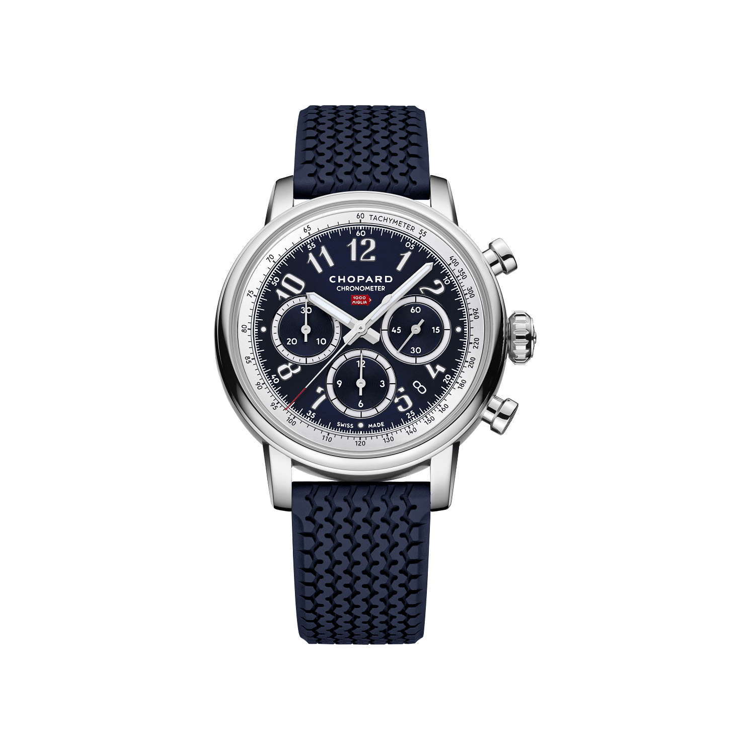 Chopard Mille Miglia Classic Chronograph JX7 40.5 mm Blue Dial Stainless Steel Rubber Strap 168619-3006 - WATCHXNYC