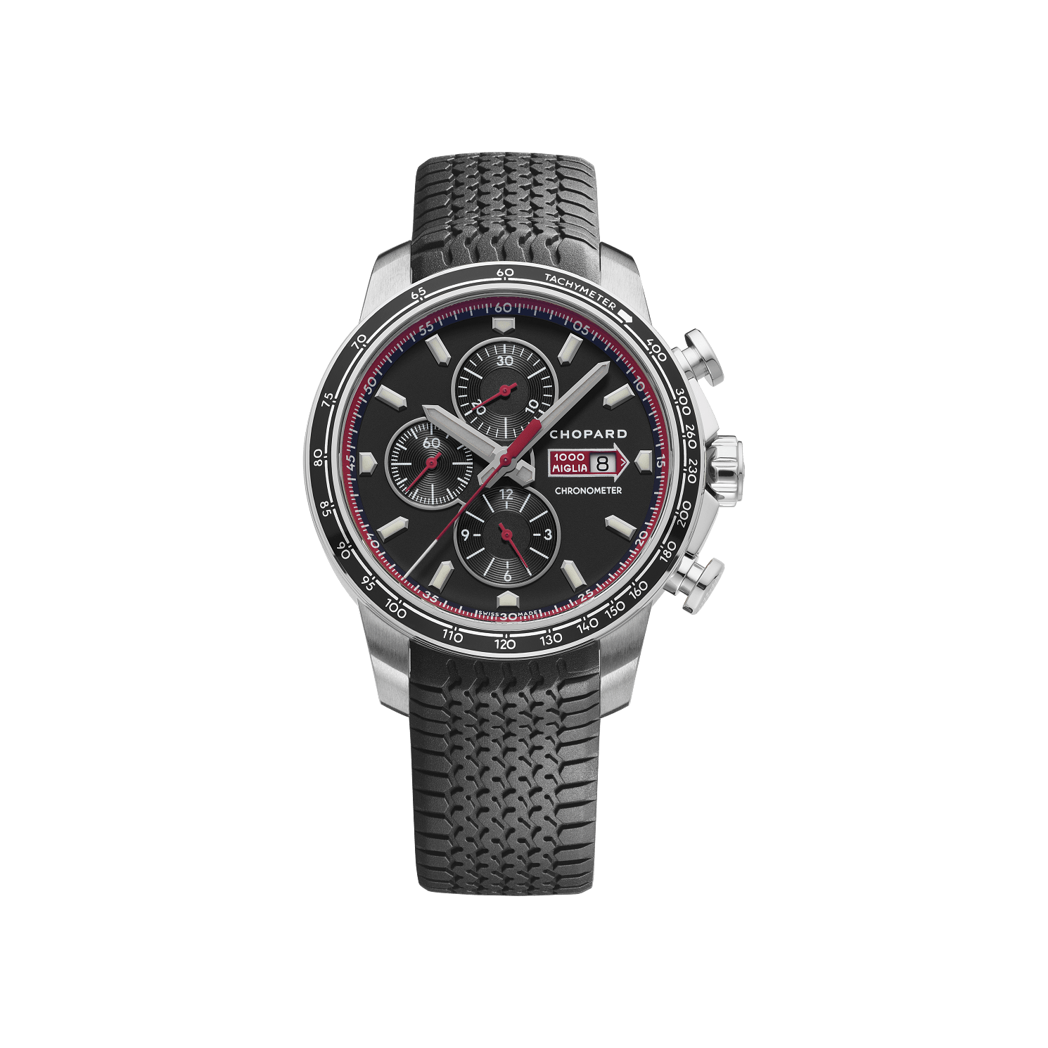 Chopard Mille Miglia GTS Chrono 44 mm Black Dial Stainless Steel Rubber Strap 168571-3001 - WATCHXNYC