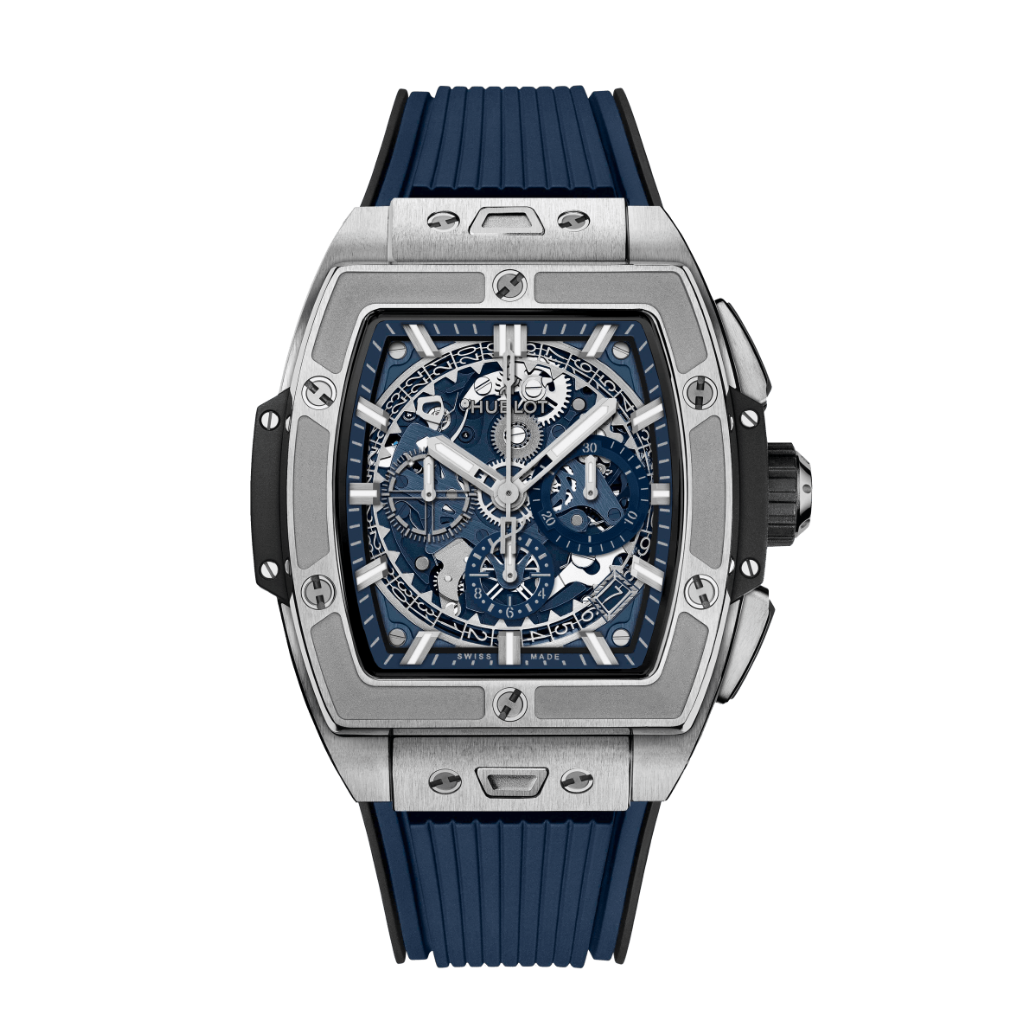 Hublot Spirit of Big Bang Titanium Blue 42 mm Transparent Dial Polished Titanium Rubber Strap 642.NX.7170.RX - WATCHXNYC
