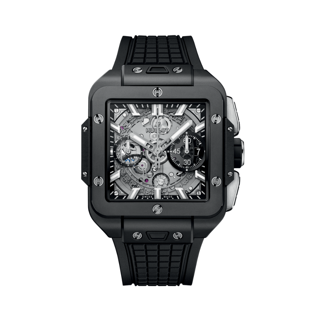 Hublot Square Bang Unico Black Magic 42 mm Transparent Dial Microblasted and Polished Black Ceramic Rubber Strap 821.CI.0170.RX - WATCHXNYC