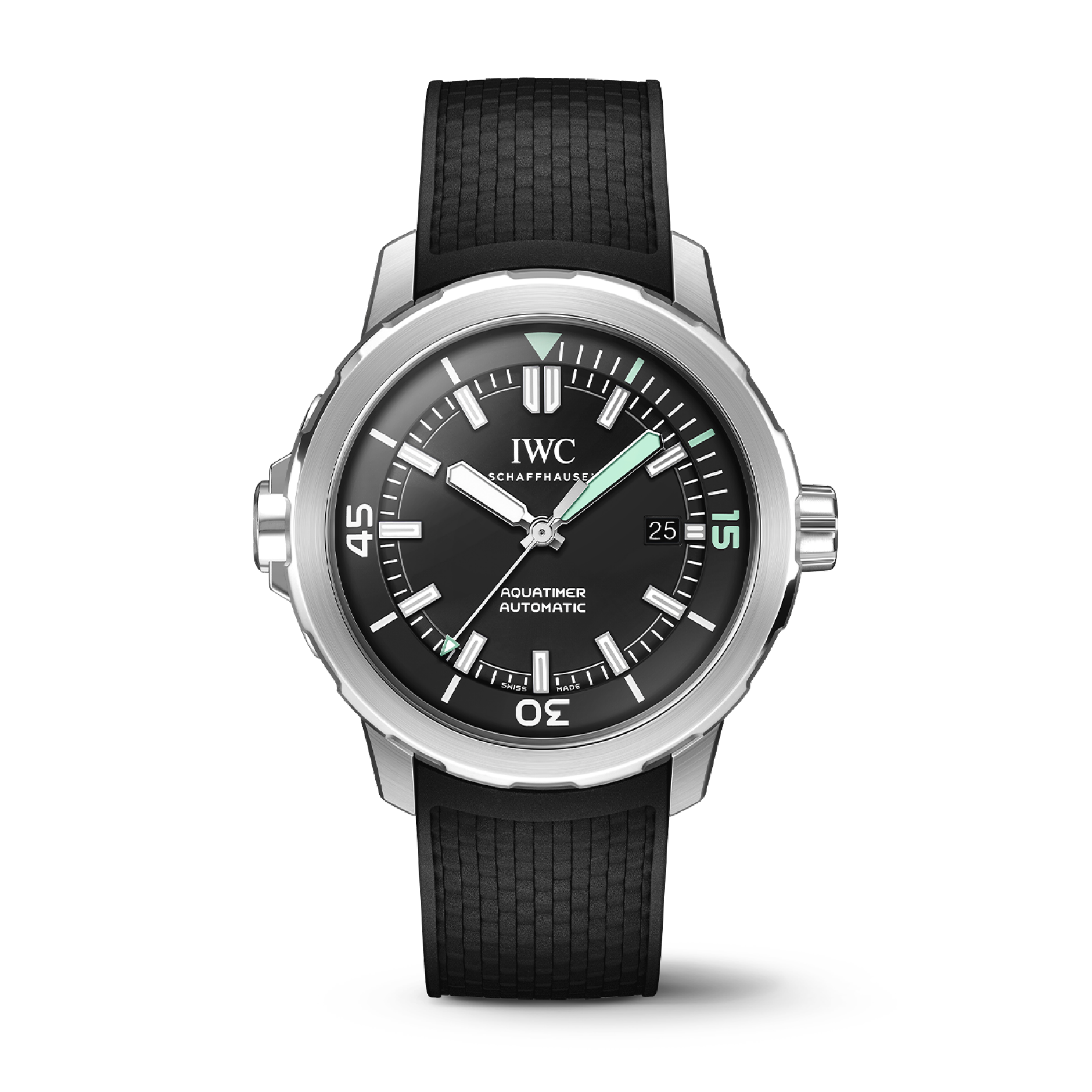 IWC Schaffhausen Aquatimer Automatic 42 mm Black Dial Stainless Steel Black Rubber Strap IW328802 - WATCHXNYC