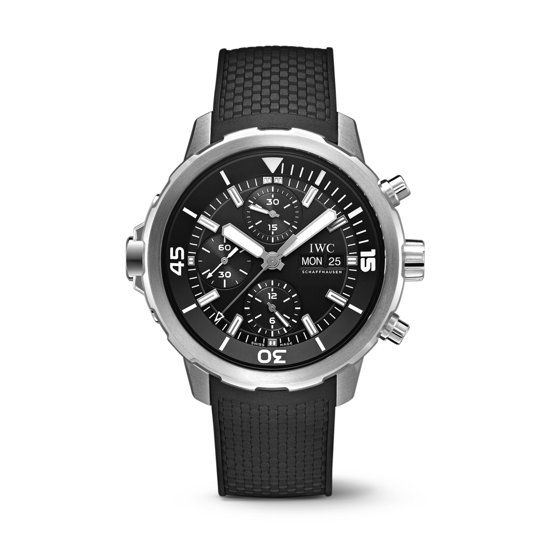 IWC Schaffhausen Aquatimer Chronograph 44 mm Black Dial Stainless Steel Black Rubber Strap IW376803 - WATCHXNYC