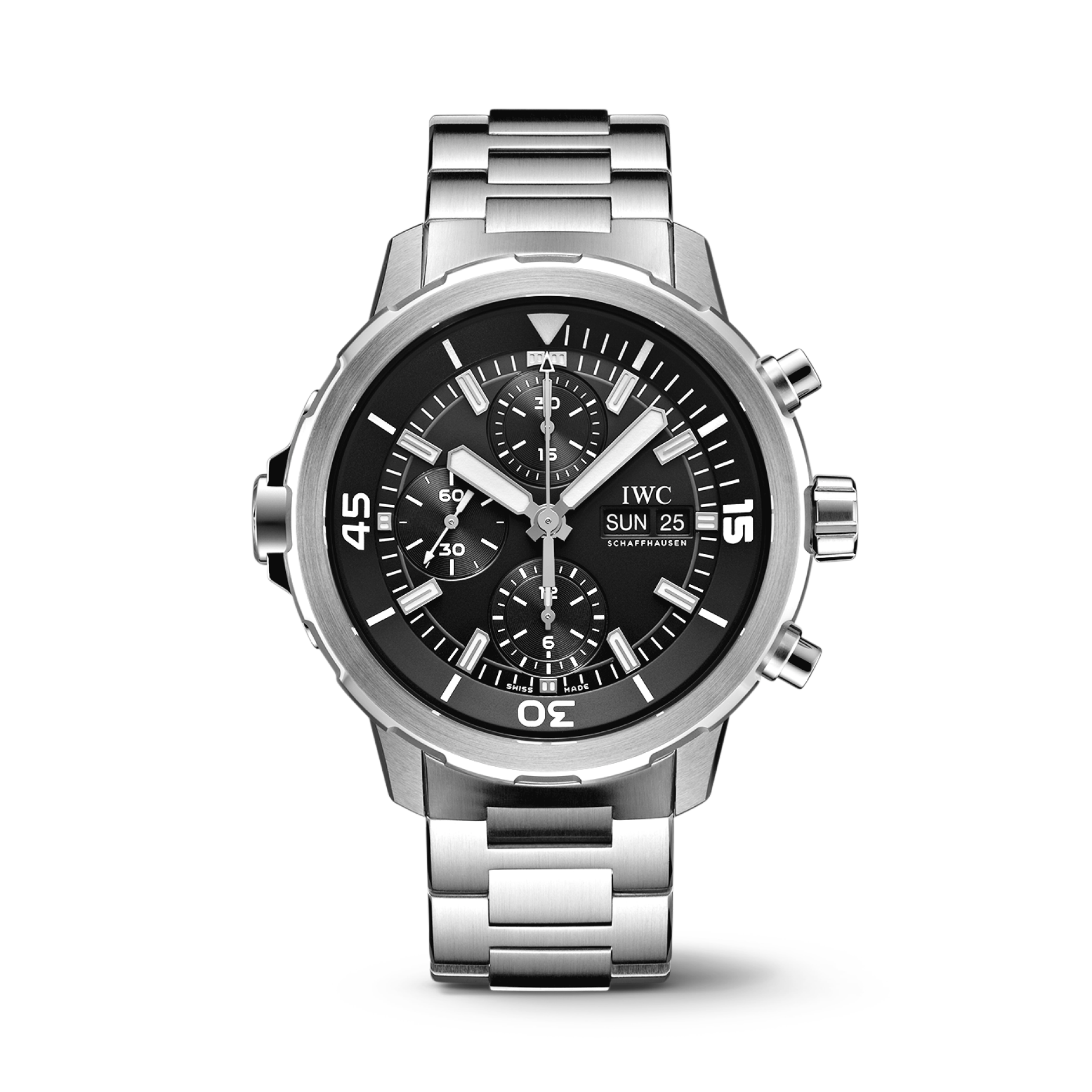 IWC Schaffhausen Aquatimer Chronograph 44 mm Black Dial Stainless Steel Stainless Steel Bracelet IW376804 - WATCHXNYC