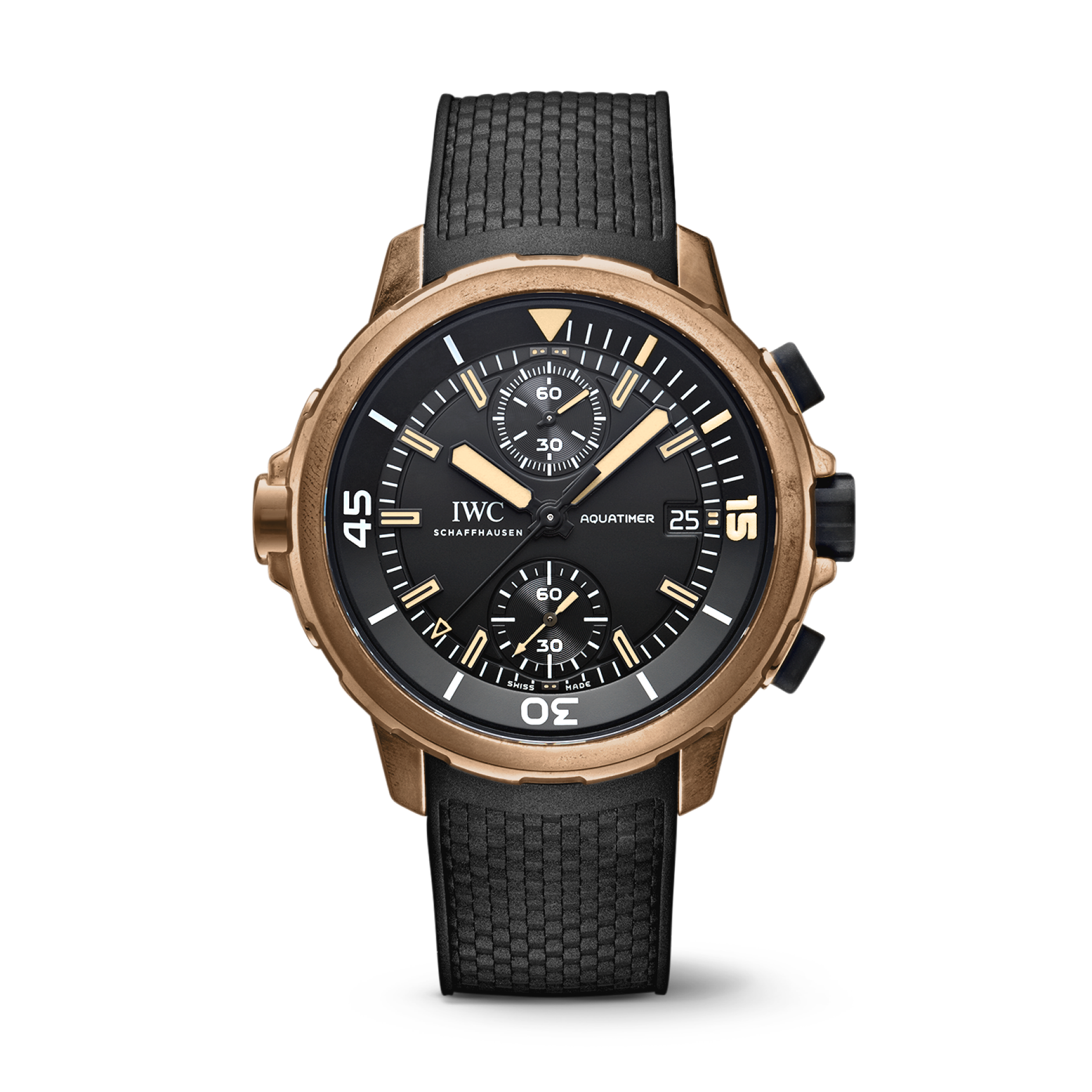 IWC Schaffhausen Aquatimer Chronograph Edition “Expedition Charles Darwin” 44 mm Black Dial Bronze Black Rubber Strap IW379503 - WATCHXNYC