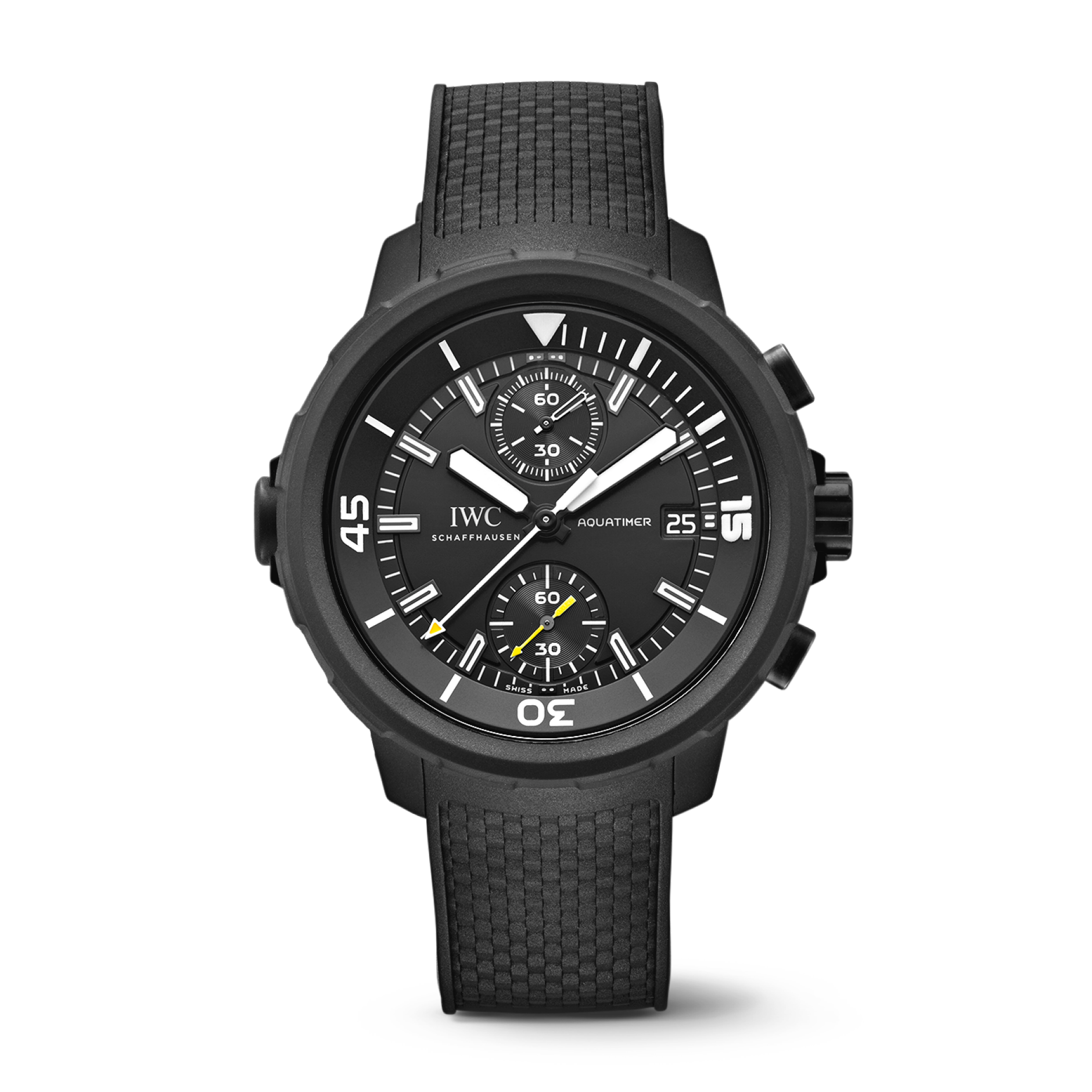 IWC Schaffhausen Aquatimer Chronograph Edition “Galapagos Islands” 45 mm Black Dial Stainless Steel Black Rubber Strap IW379502 - WATCHXNYC