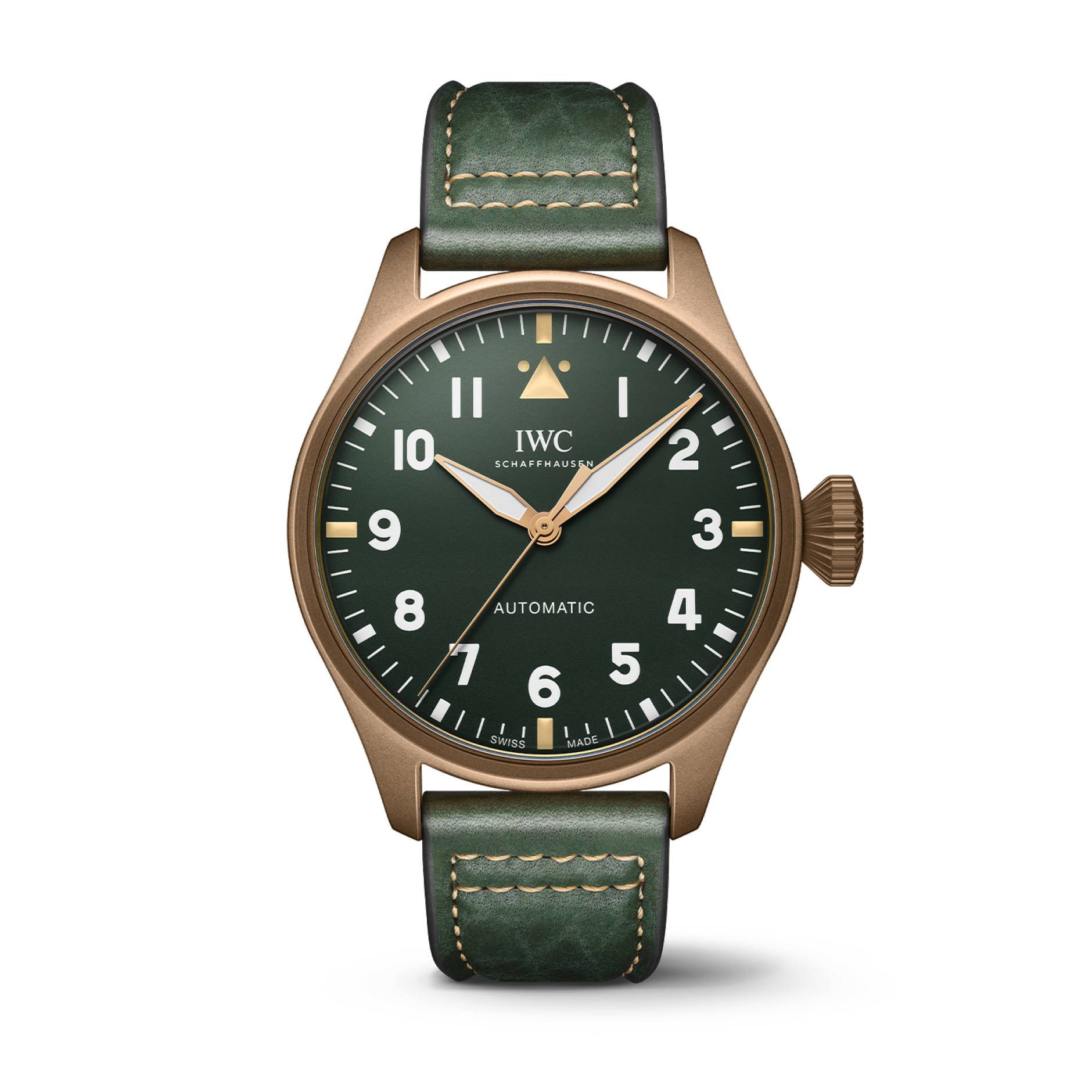 IWC Schaffhausen Big Pilot’s Watch 43 Spitfire 43 mm Green  Dial Bronze   Green Buffalo Leather Strap IW329702 - WATCHXNYC