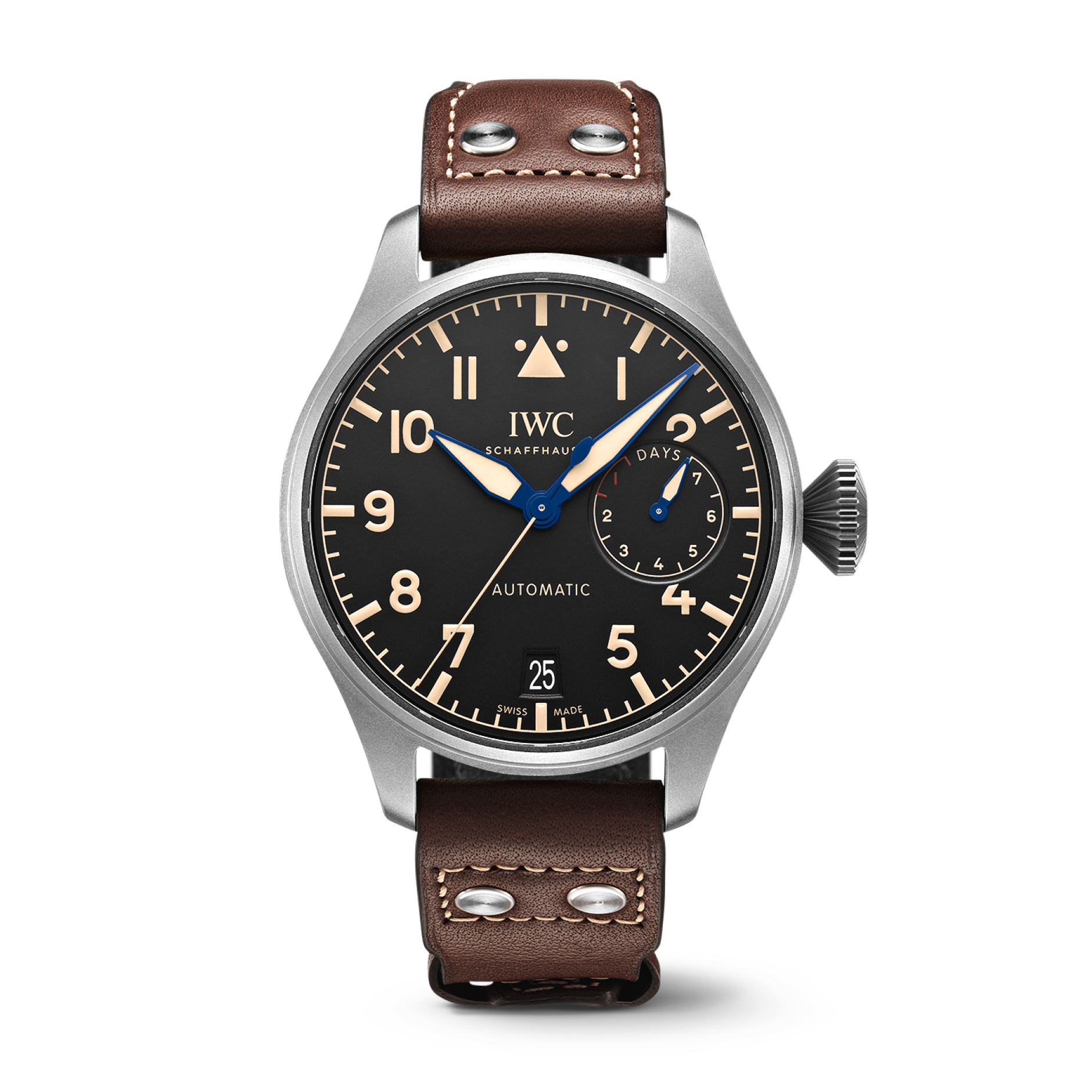 IWC Schaffhausen Big Pilot’s Watch Heritage 46.2  mm Black Dial Titanium Brown    Strap IW501004 - WATCHXNYC