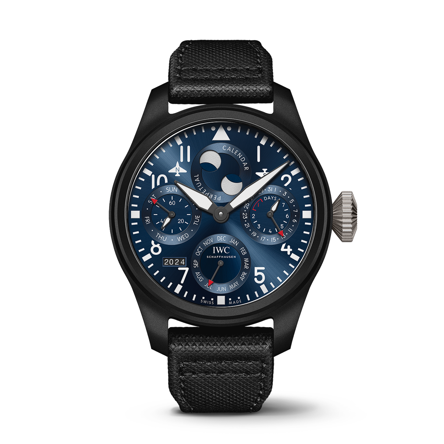 IWC Schaffhausen Big Pilot’s Watch Perpetual Calendar Edition “Rodeo Drive” 46.5  mm Blue  Dial Ceramic  Black   strap IW503001 - WATCHXNYC