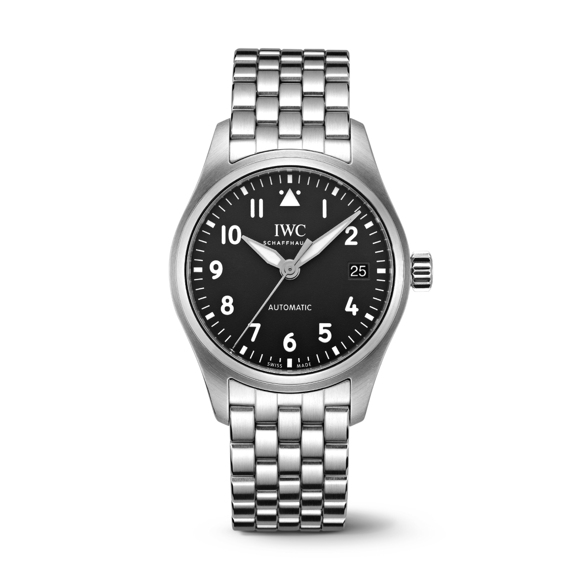IWC Schaffhausen Pilot’s Watch Automatic  36 mm Black Dial Stainless Steel Bracelet IW324010 - WATCHXNYC
