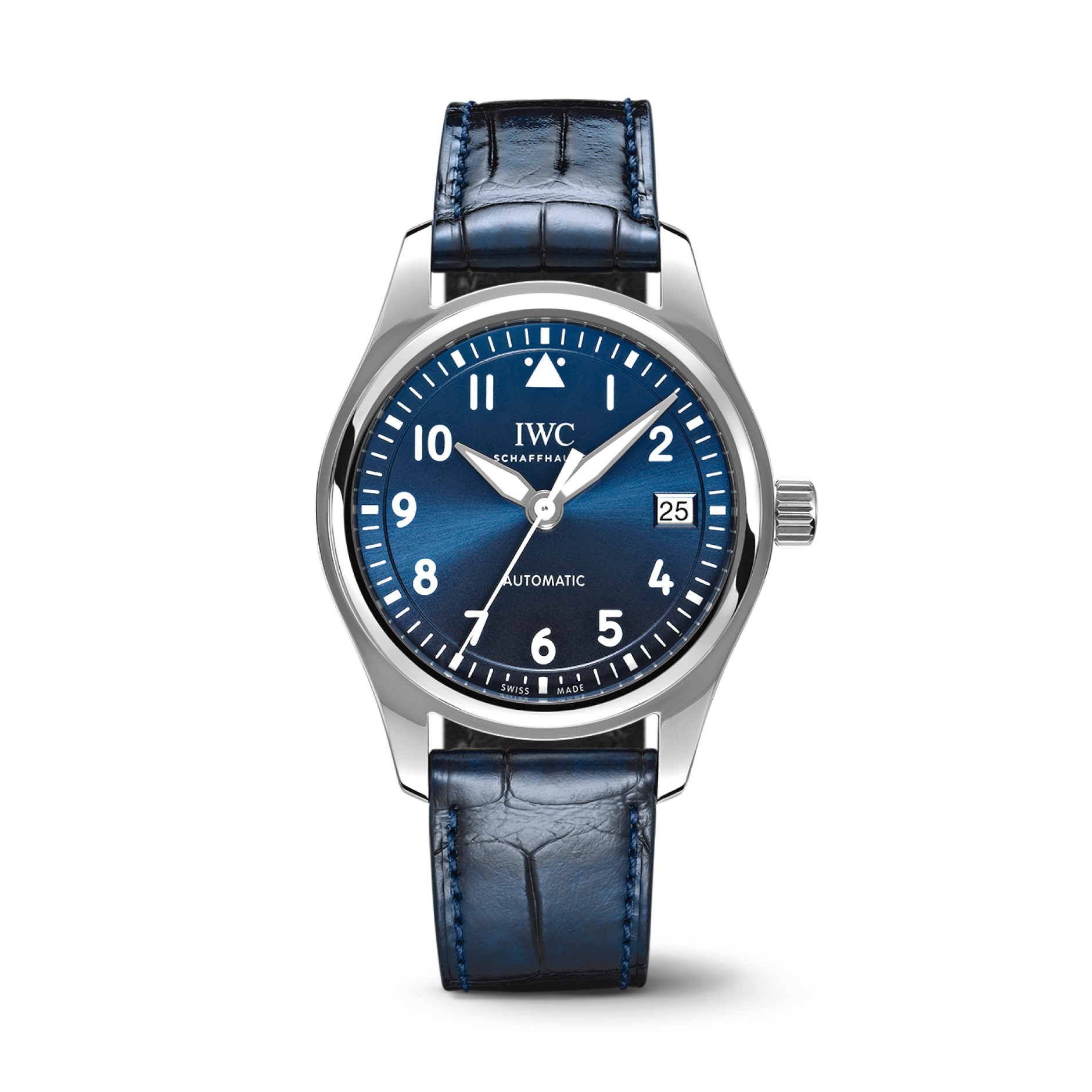 IWC Schaffhausen Pilot’s Watch Automatic  36 mm Blue  Dial Stainless Steel Blue   Leather Strap IW324008 - WATCHXNYC