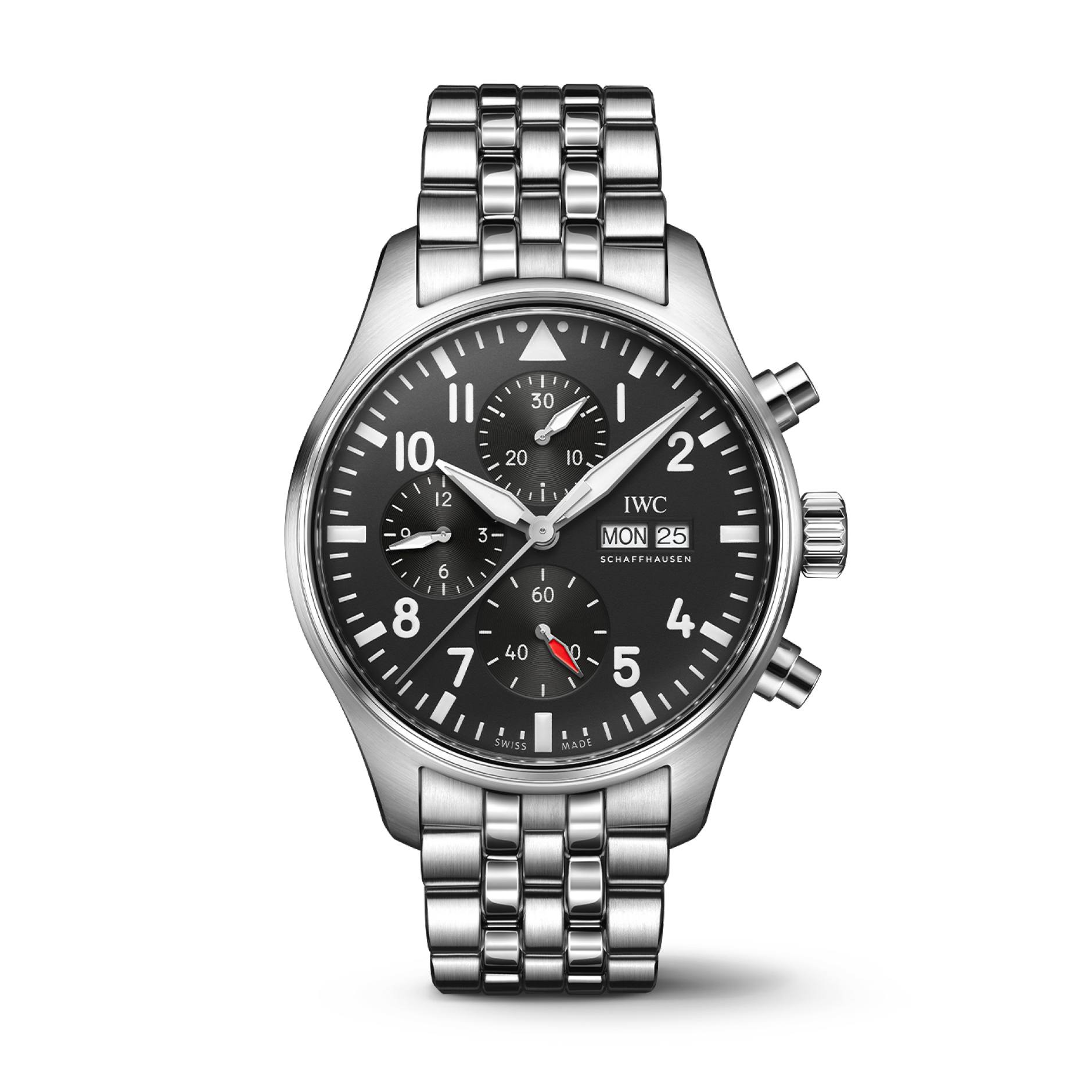 IWC Schaffhausen Pilot's Watch Chronograph 43 mm  Black Dial Stainless Steel Bracelet IW378002 - WATCHXNYC