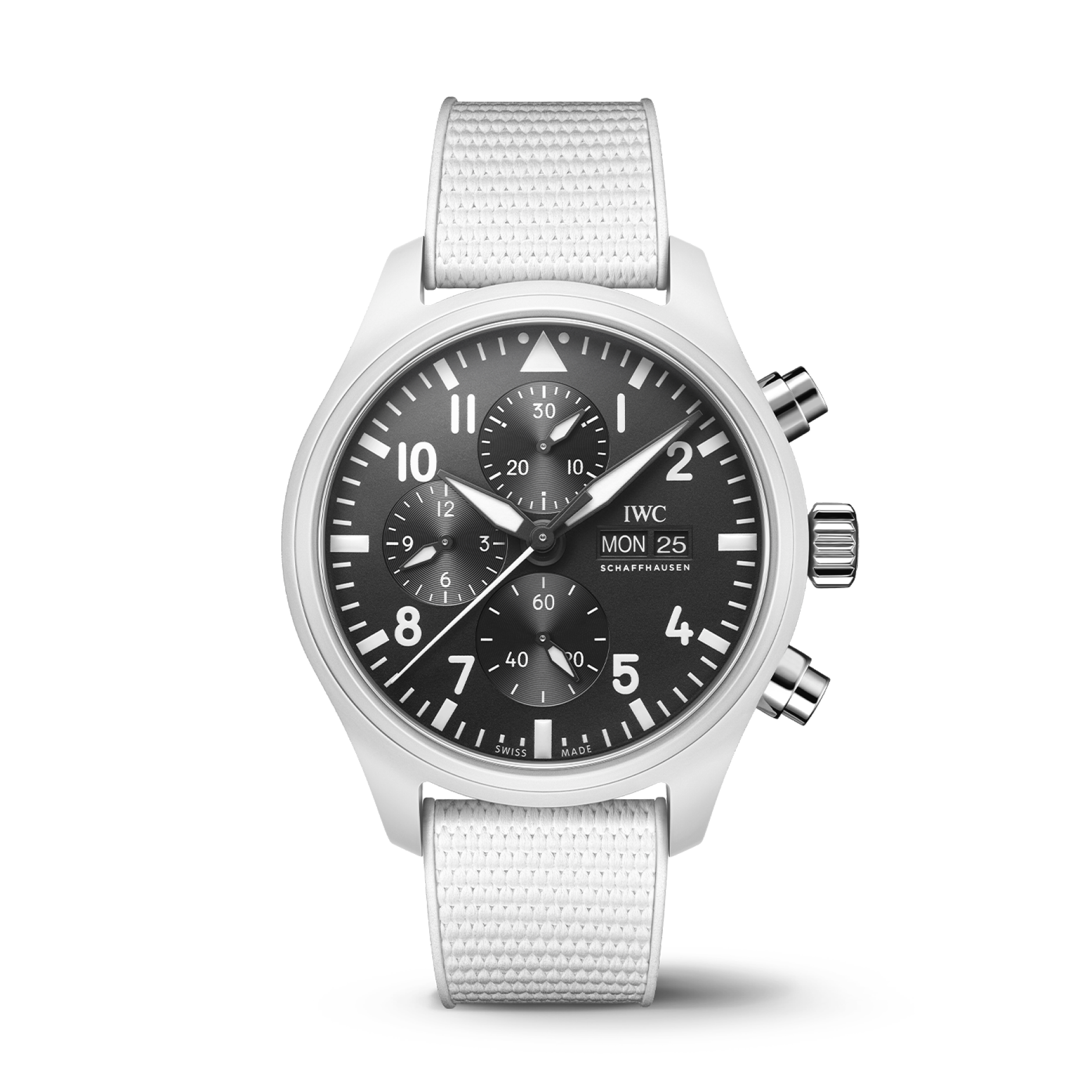 IWC Schaffhausen Pilot’s Watch Chronograph TOP GUN Edition “Lake Tahoe” 44.5 mm Black Dial Ceramic  White Rubber Strap IW389105 - WATCHXNYC