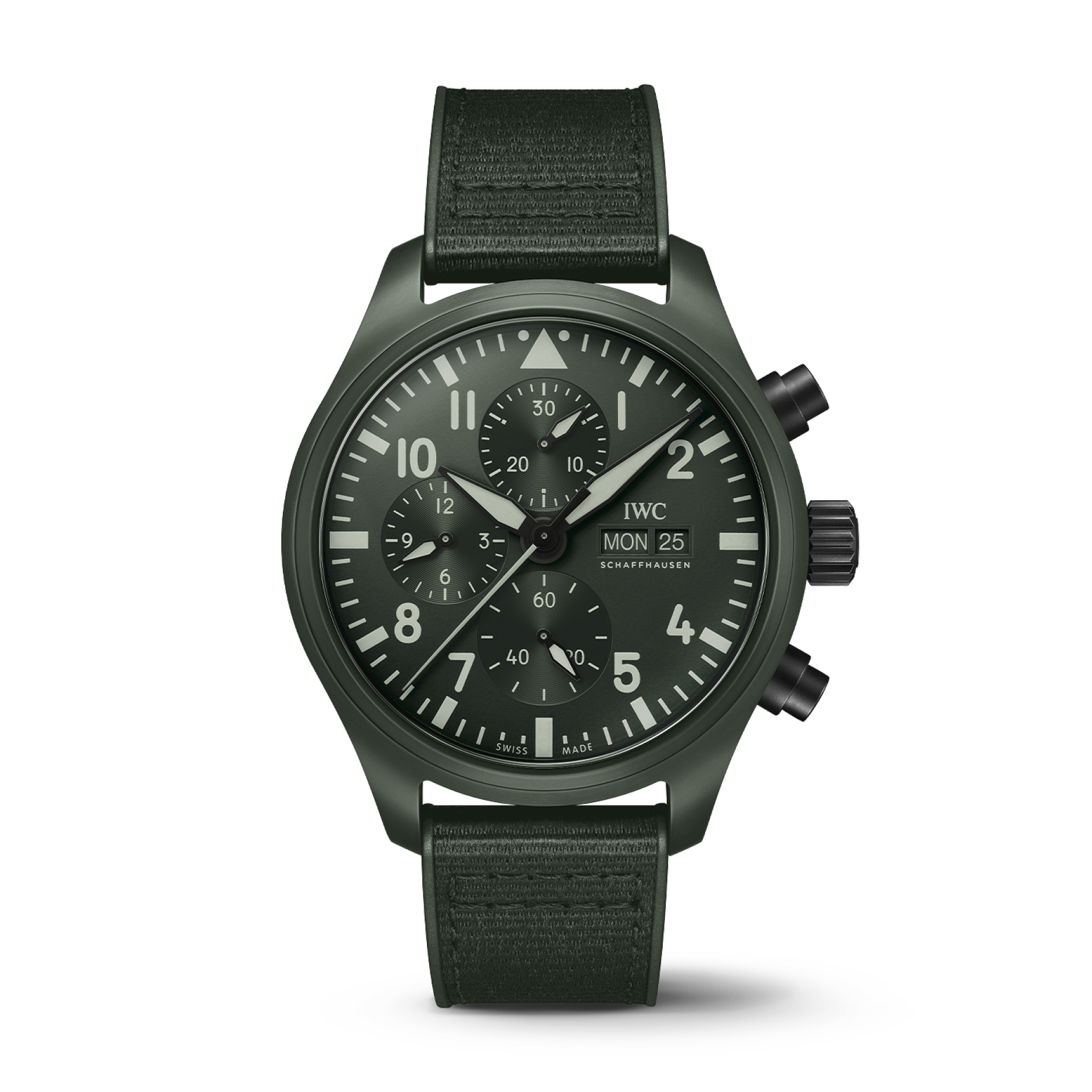 IWC Schaffhausen Pilot’s Watch Chronograph TOP GUN Edition “Woodland” 44.4 mm Green  Dial Ceramic  Green Rubber Strap IW389106 - WATCHXNYC