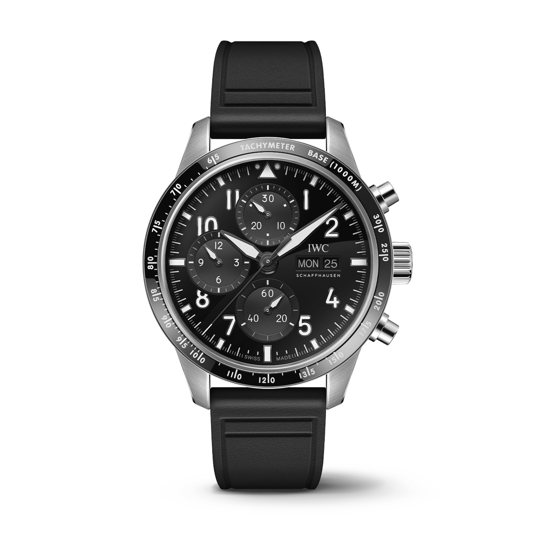 IWC Schaffhausen Pilot’s Watch Performance Chronograph 41 AMG 41  mm Black Dial Titanium  Black Rubber Strap IW388305 - WATCHXNYC