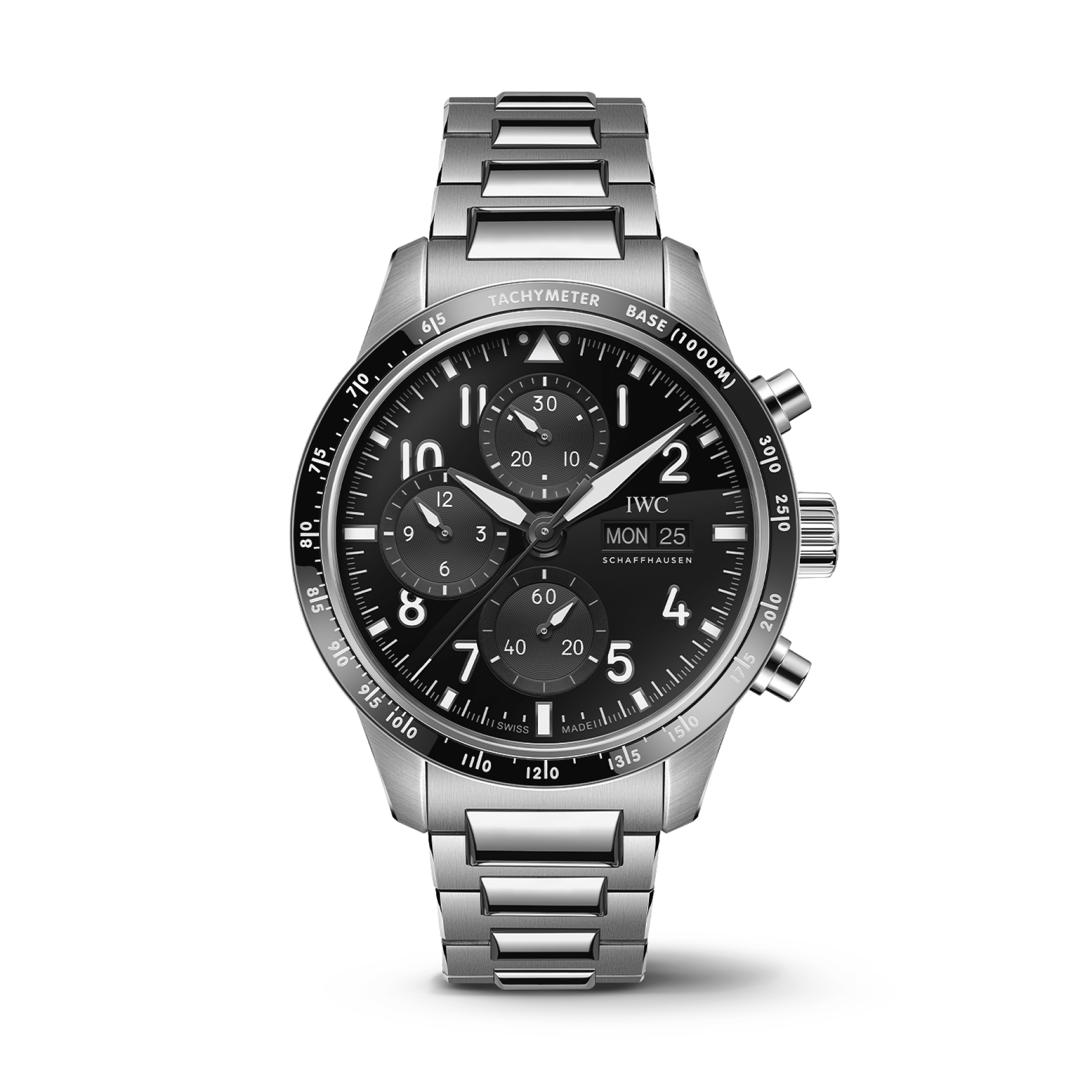 IWC Schaffhausen Pilot’s Watch Performance Chronograph 41 AMG 41  mm Black Dial Titanium  Bracelet IW388304 - WATCHXNYC