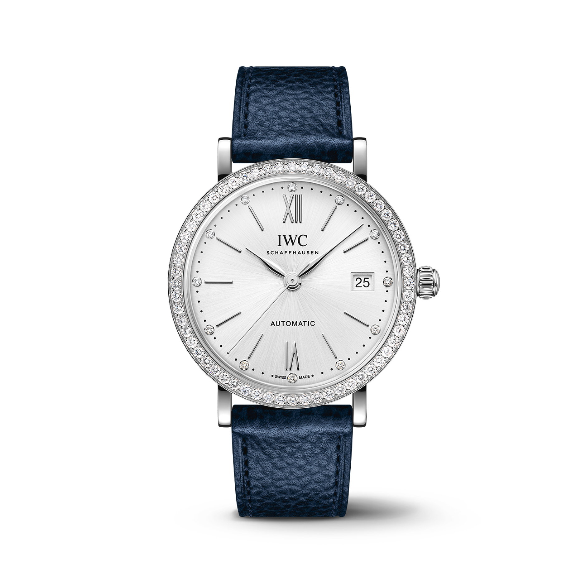 IWC Schaffhausen Portofino Automatic 37 mm Silver  Dial Stainless Steel Blue   Strap  IW658601 - WATCHXNYC
