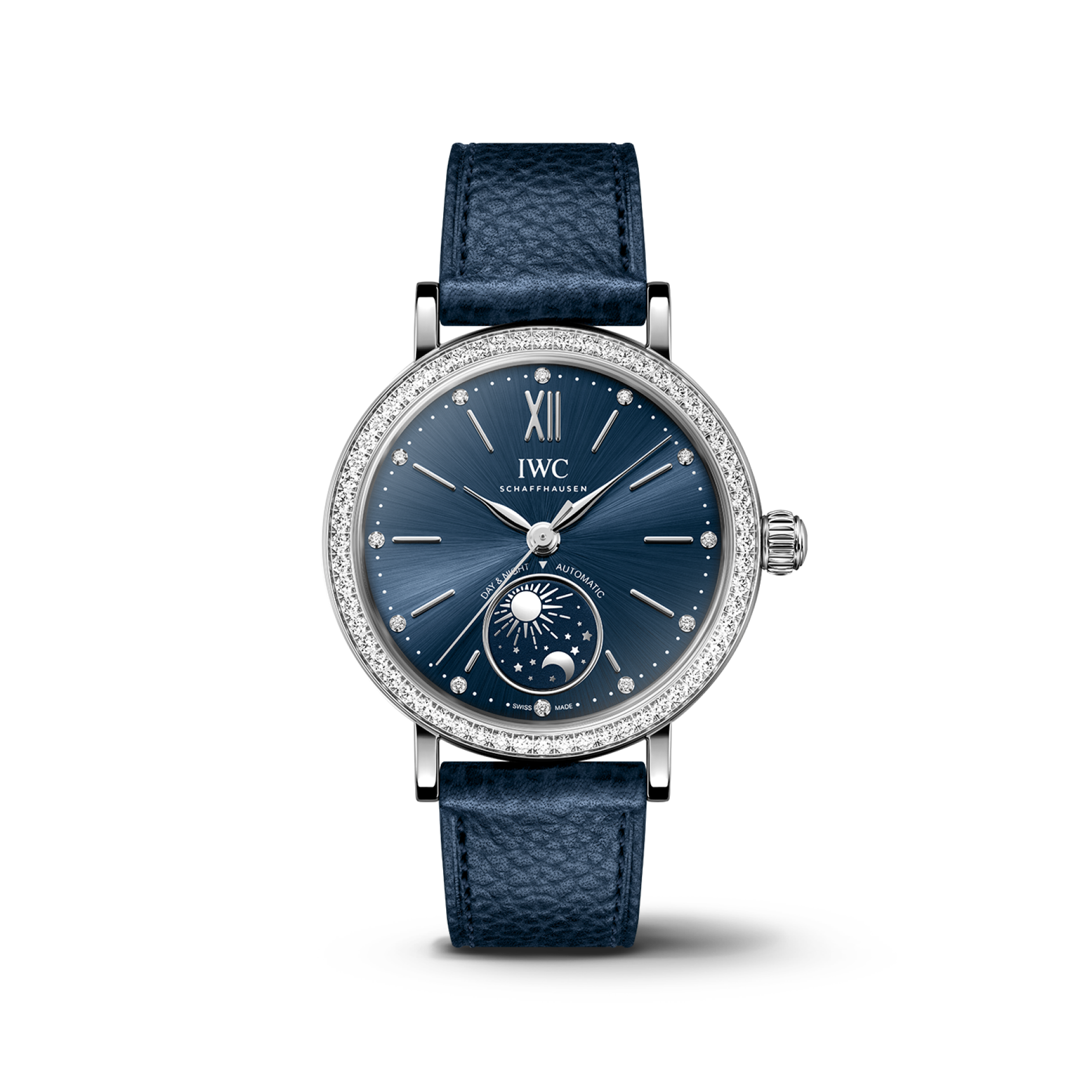 IWC Schaffhausen Portofino Automatic Day &amp; Night 34 mm Blue  Dial Stainless Steel Blue   Strap IW659801 - WATCHXNYC