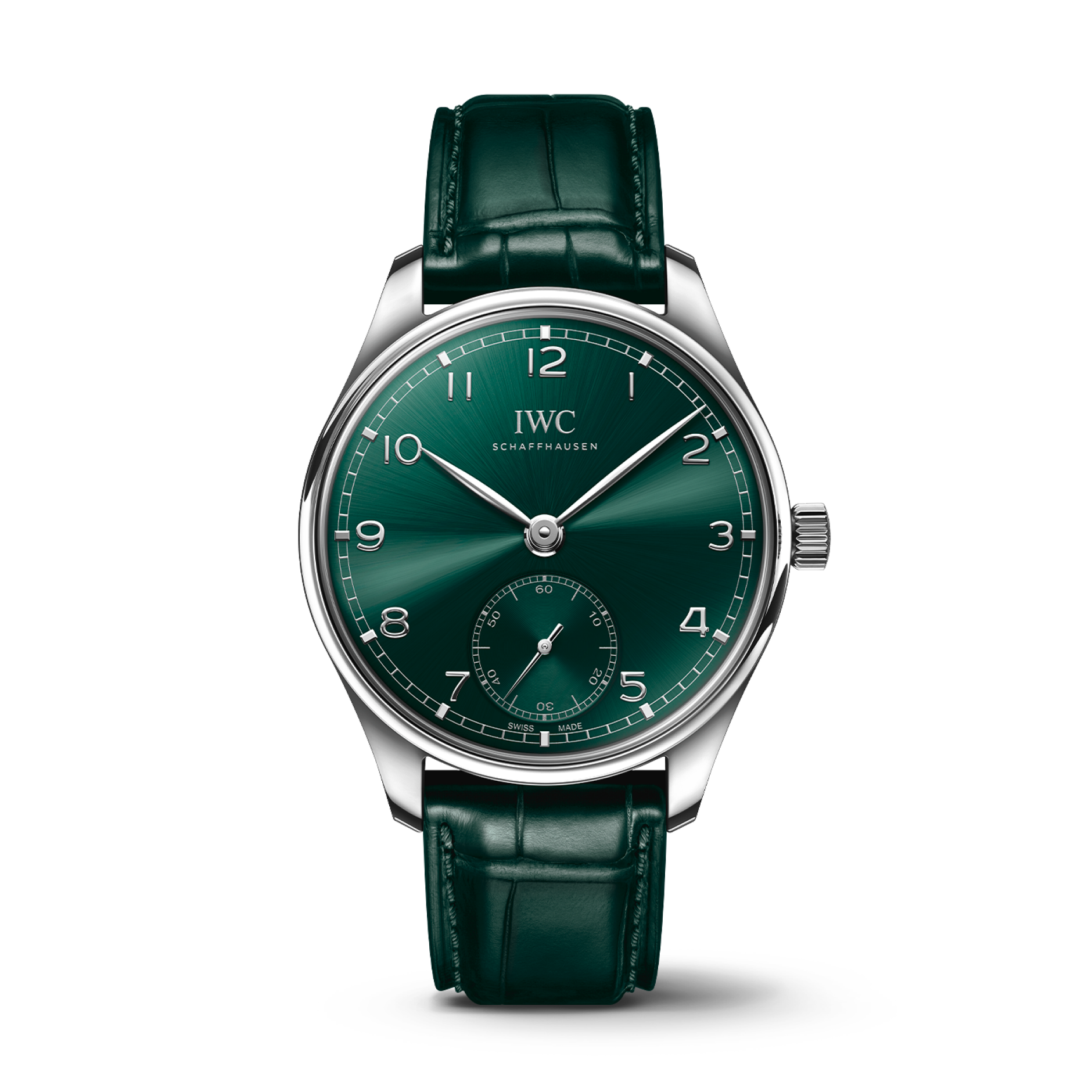 IWC Schaffhausen Portugieser Automatic 40.4 mm Green Dial Stainless Steel Green   Leather Strap IW358310 - WATCHXNYC