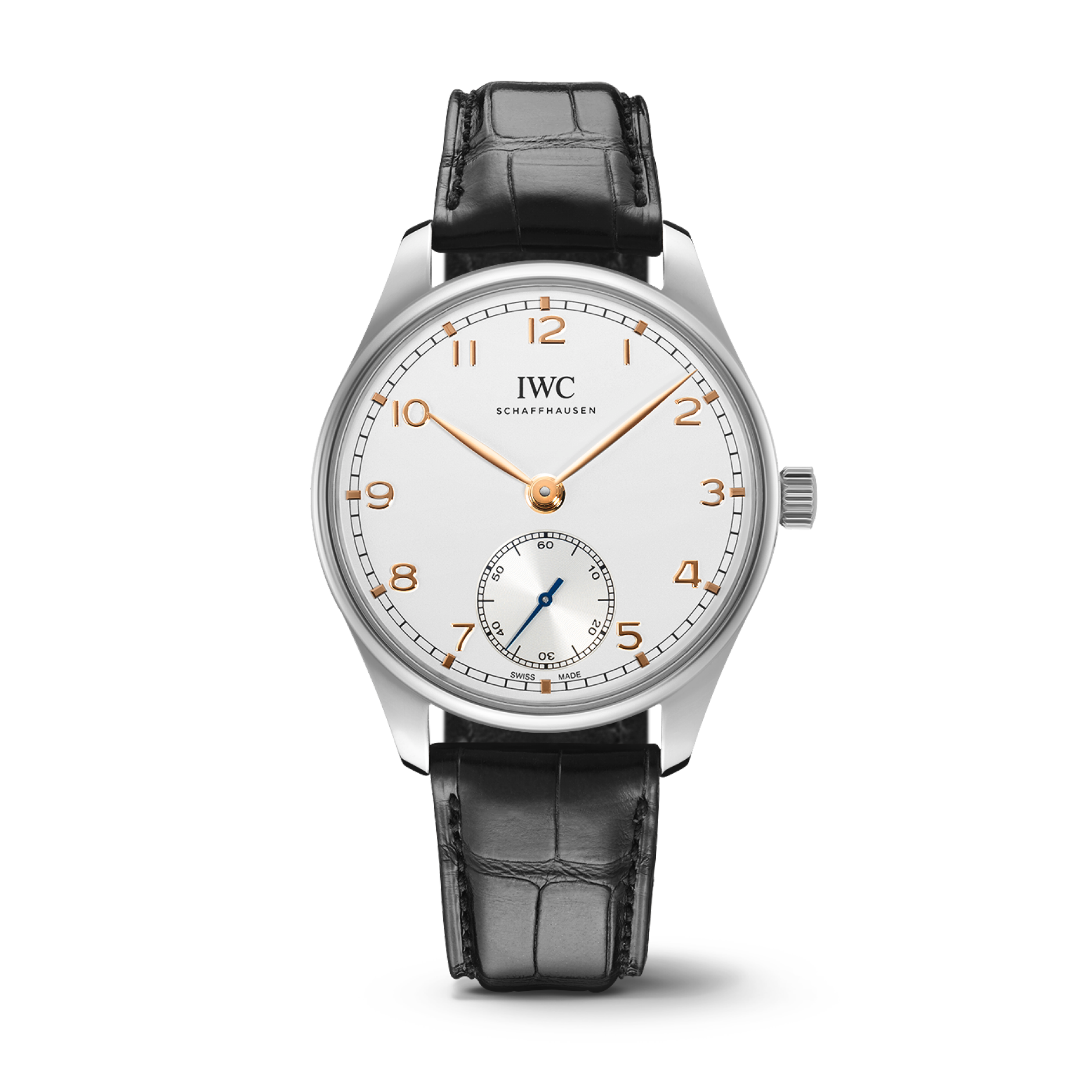 IWC Schaffhausen Portugieser Automatic 40 mm Silver Dial Stainless Steel Black   Leather Strap IW358303 - WATCHXNYC
