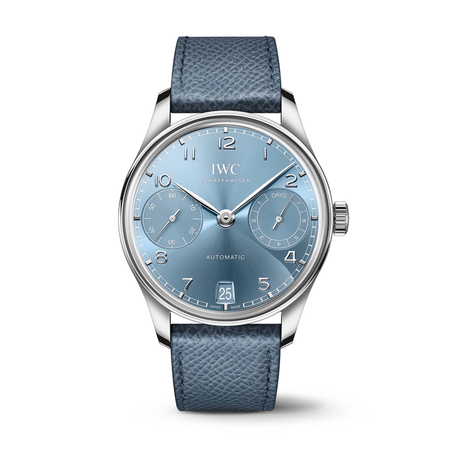IWC Schaffhausen Portugieser Automatic 42 mm Blue Dial 18k White Gold Light Blue   Strap IW501708 - WATCHXNYC