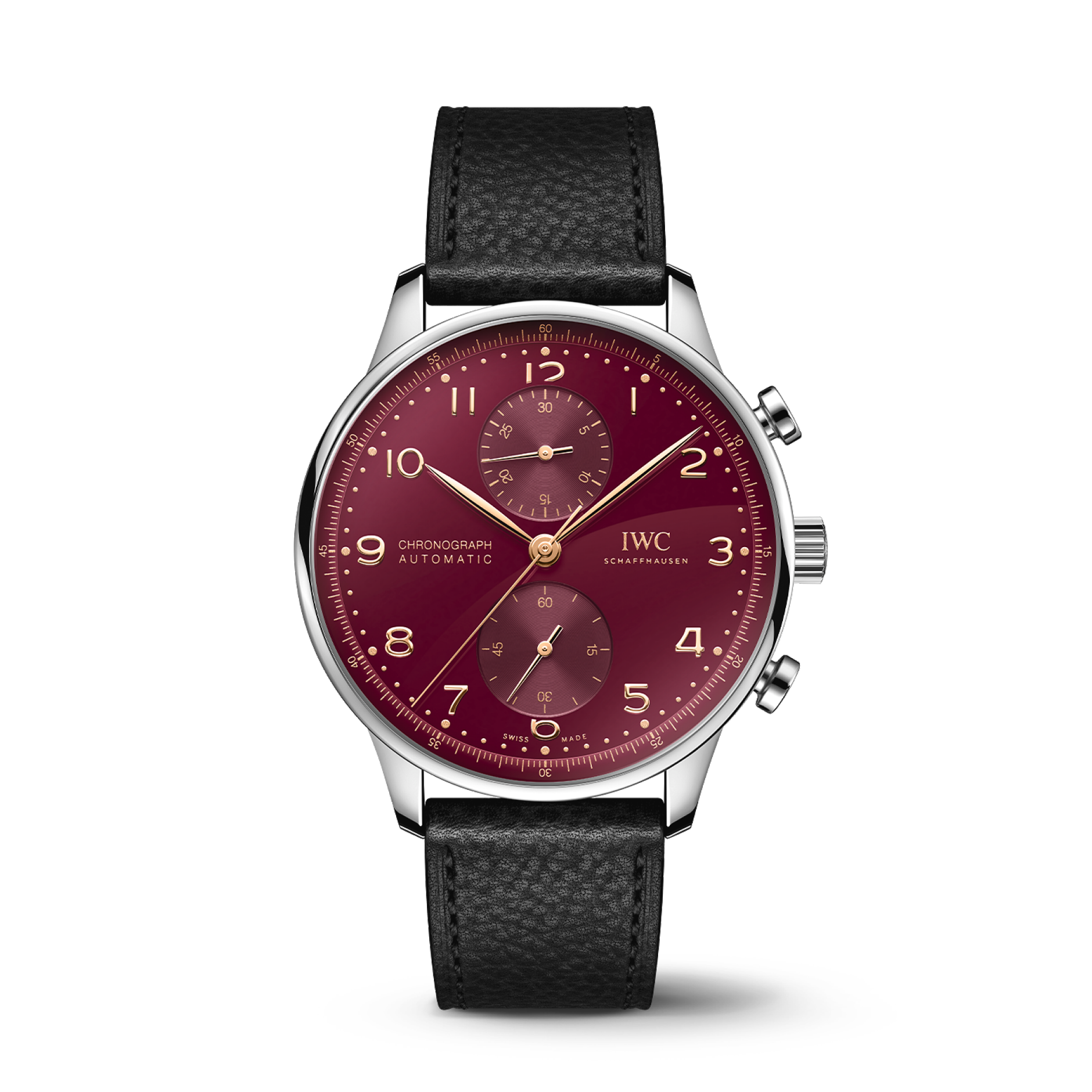 IWC Schaffhausen Portugieser Chronograph Year of the Dragon 41 mm Red Dial Stainless Steel Black   Strap IW371629 - WATCHXNYC