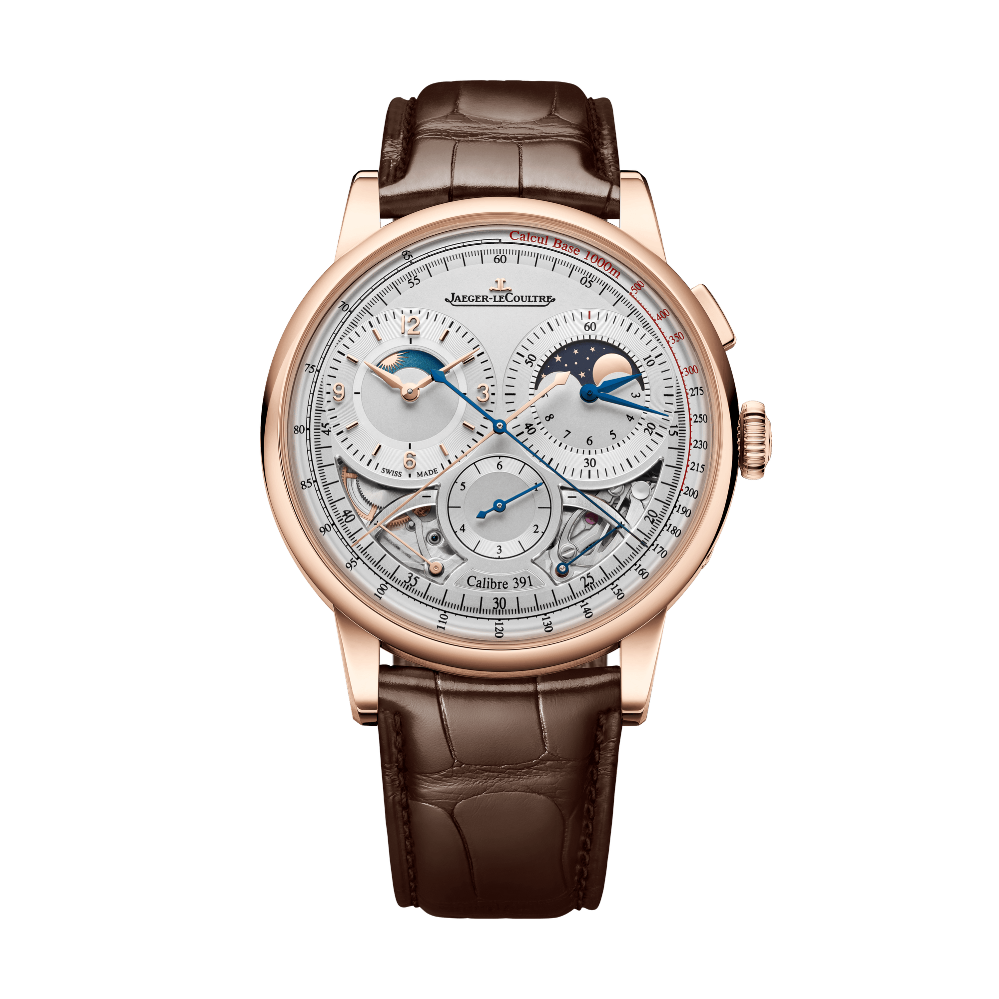 Jaeger-LeCoultre Duometre Chronograph Moon 42.5 mm Grey Dial Pink Gold   Leather Strap Q622252J - WATCHXNYC