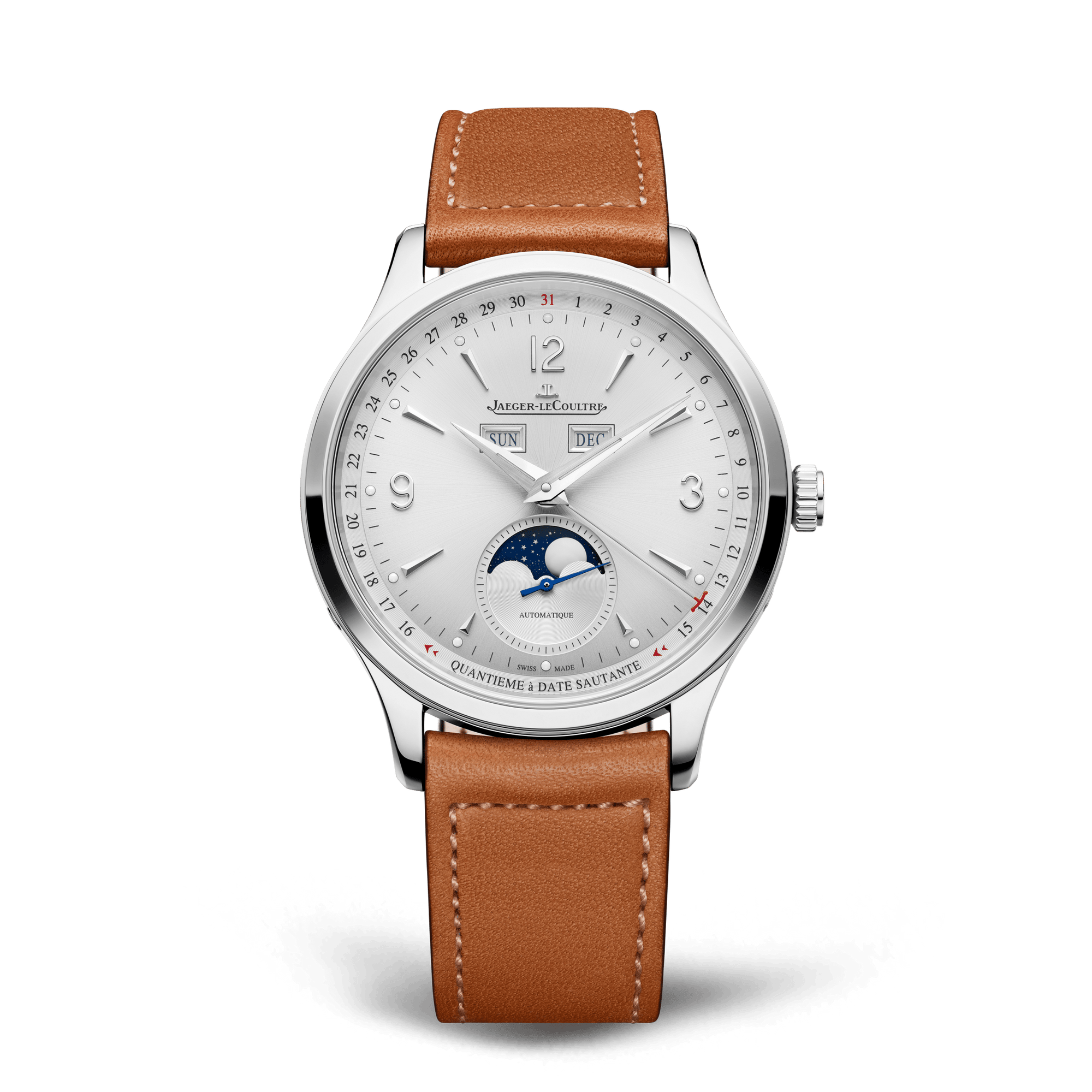 Jaeger-LeCoultre Master Control Calendar 40 mm Silvered Grey Dial Stainless Steel   Leather Strap Q4148420 - WATCHXNYC