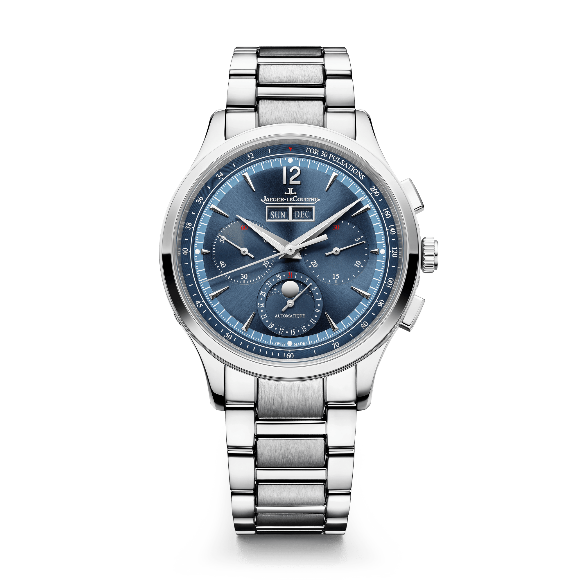 Jaeger-LeCoultre Master Control Chronograph Calendar 40 mm Blue Dial Stainless Steel Bracelet Q4138180 - WATCHXNYC