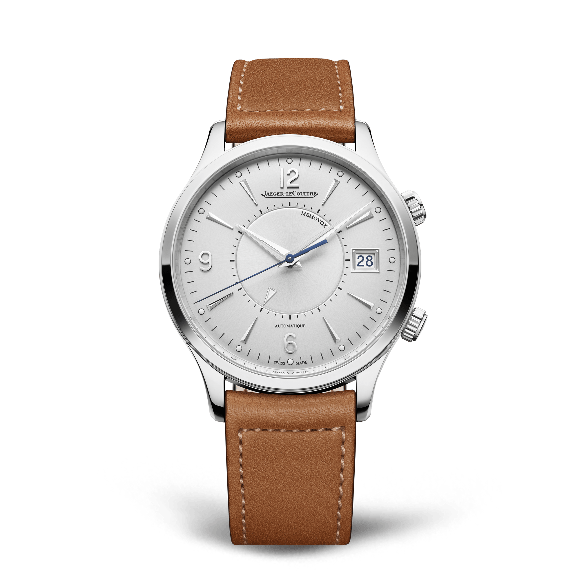 Jaeger-LeCoultre Master Control Memovox 40 mm Silvered Grey Dial Stainless Steel   Leather Strap Q411842J - WATCHXNYC