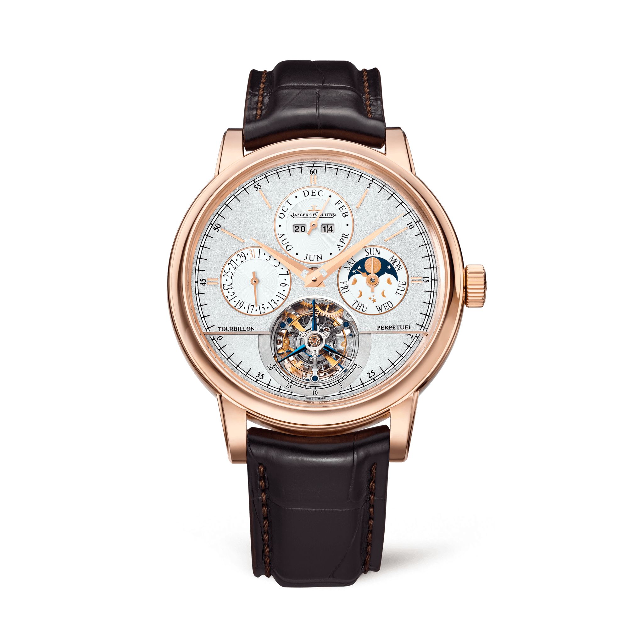 Jaeger-LeCoultre Master Grande Tradition Calibre 985 42 mm Silvered Grey Dial Pink Gold   Leather Strap Q5042420 - WATCHXNYC