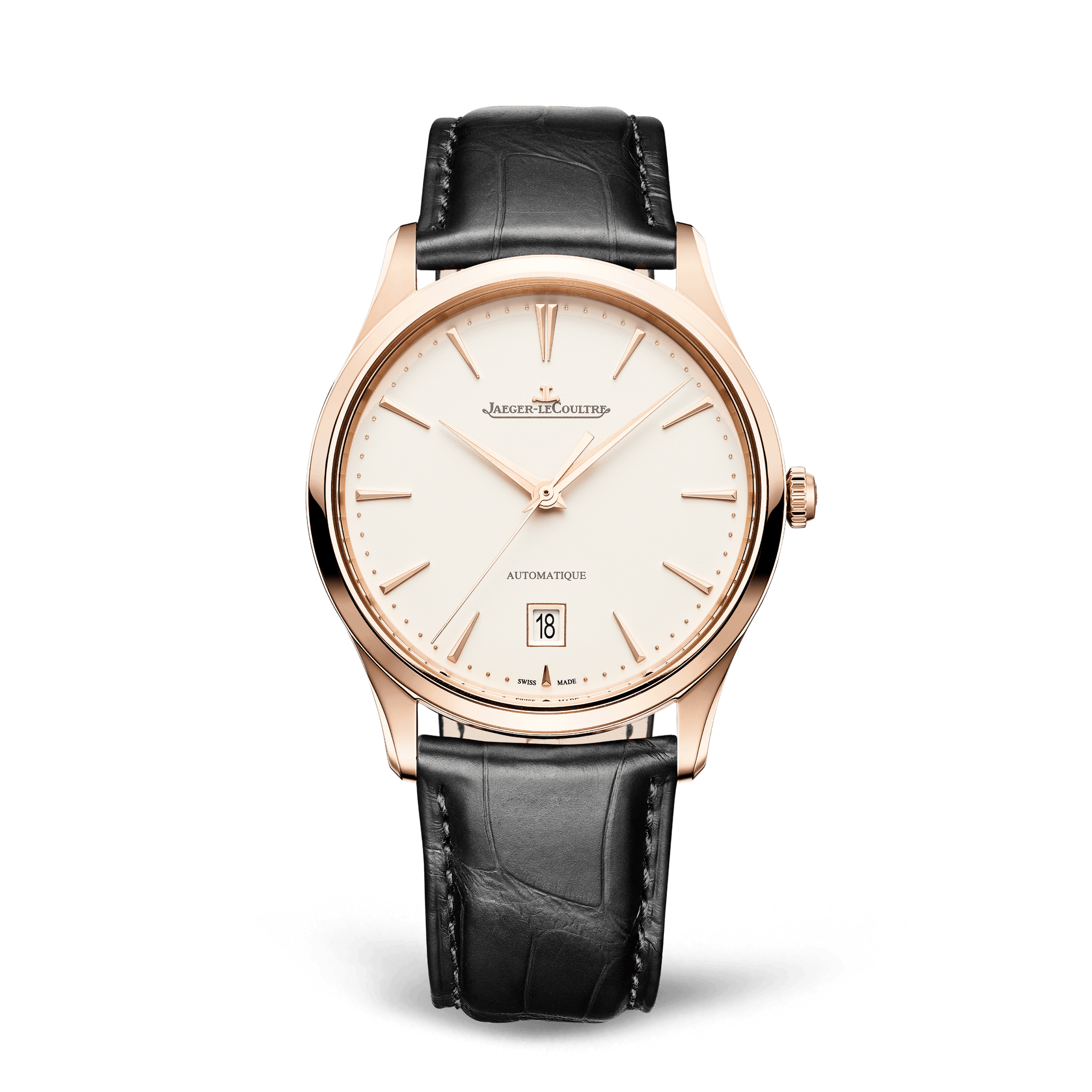 Jaeger-LeCoultre Master Ultra Thin Date 39 mm Beige Dial Pink Gold   Leather Strap Q1232511 - WATCHXNYC