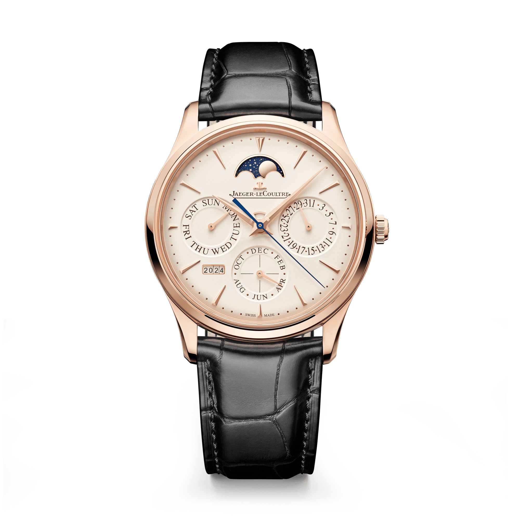 Jaeger-LeCoultre Master Ultra Thin Perpetual Calendar 39 mm Beige Dial Pink Gold   Leather Strap Q1142510 - WATCHXNYC