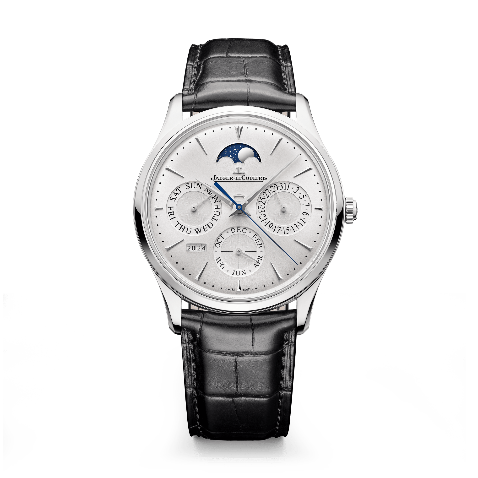 Jaeger-LeCoultre Master Ultra Thin Perpetual Calendar 39 mm Silver Dial Stainless Steel   Leather Strap Q114842J - WATCHXNYC