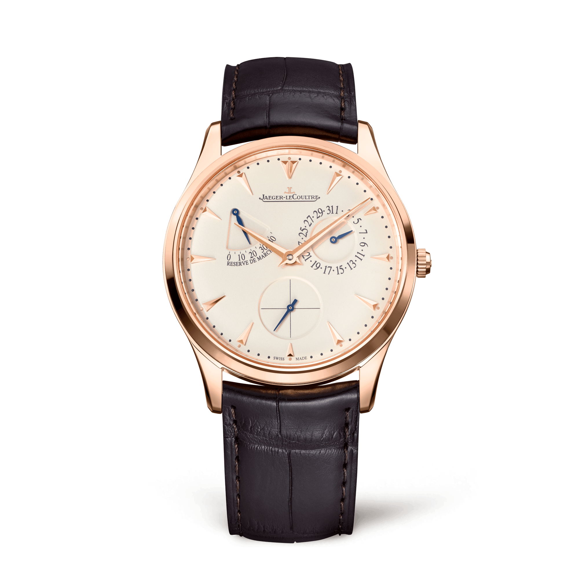 Jaeger-LeCoultre Master Ultra Thin Power Reserve 39 mm Beige Dial Pink Gold   Leather Strap Q1372520 - WATCHXNYC