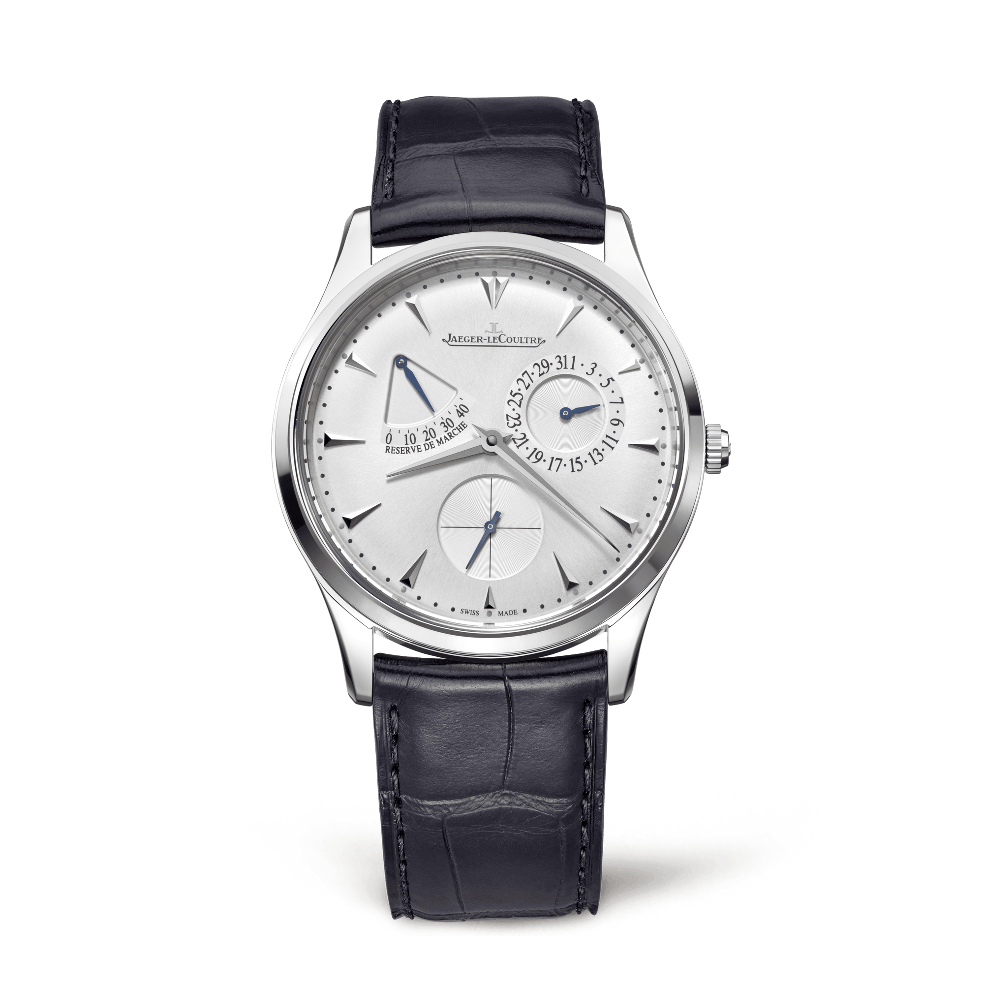 Jaeger-LeCoultre Master Ultra Thin Power Reserve 39 mm Silvered Grey Dial Stainless Steel   Leather Strap Q1378420 - WATCHXNYC