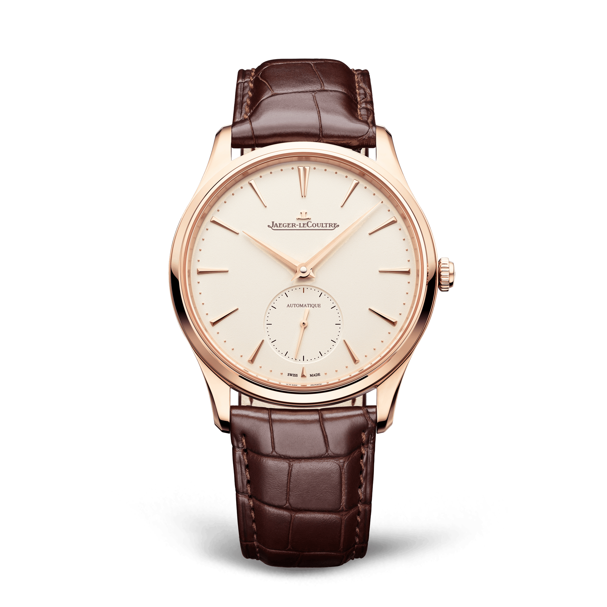 Jaeger-LeCoultre Master Ultra Thin Small Seconds 39 mm Beige Dial Pink Gold   Leather Strap Q1212510 - WATCHXNYC