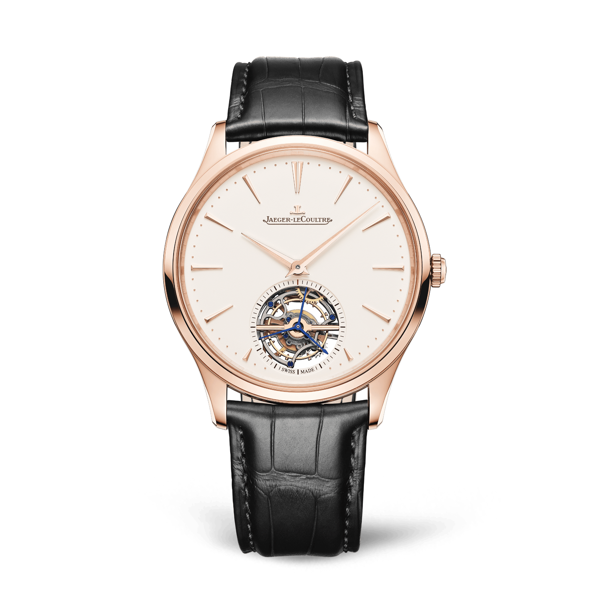 Jaeger-LeCoultre Master Ultra Thin Tourbillon 40 mm Beige Dial Pink Gold   Leather Strap Q1682411 - WATCHXNYC